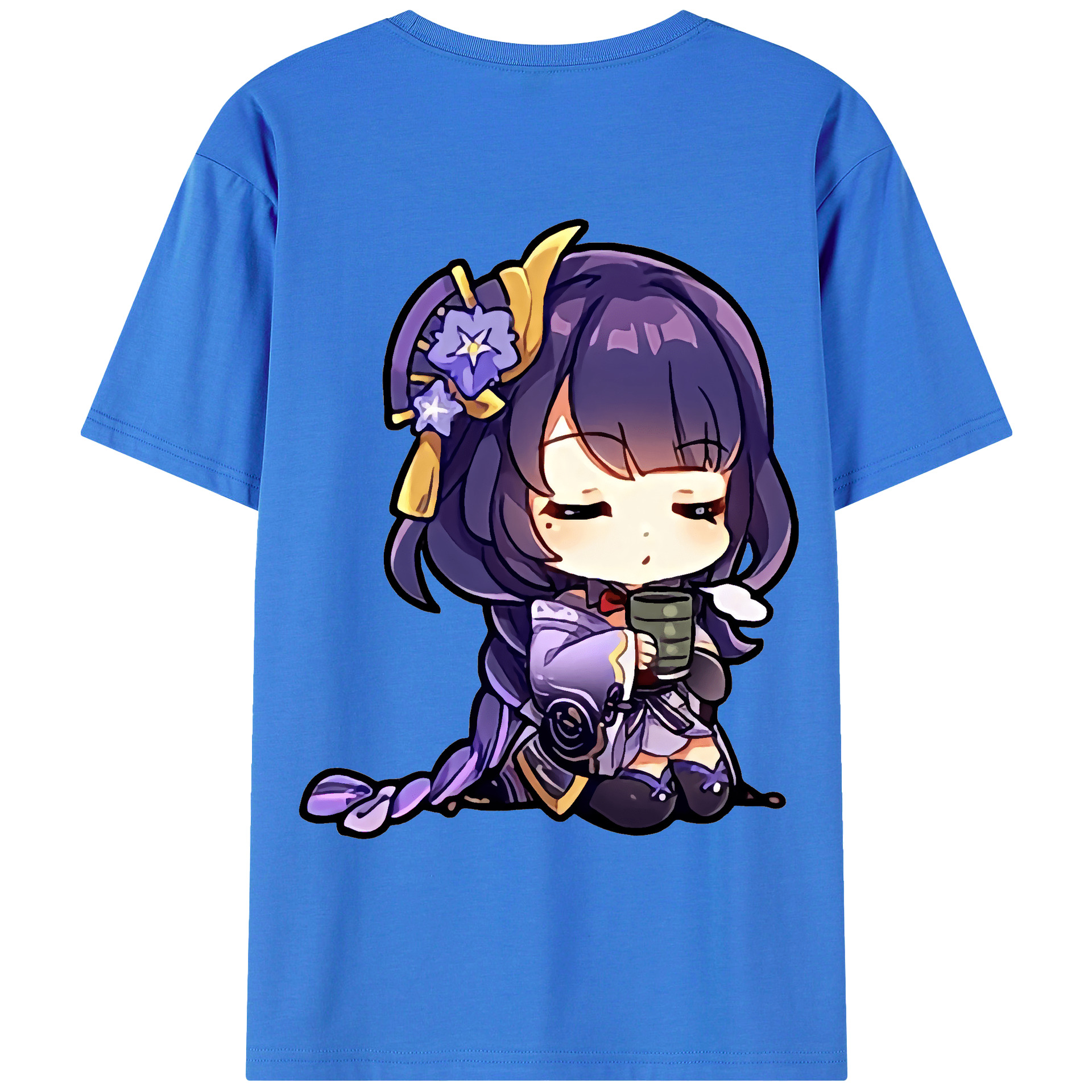 げんし神 雷電将軍 らいでんしょうぐん genshin Raiden Shogun 綿100％ メンズ半袖Tシャツ（バックプリント） 通気性