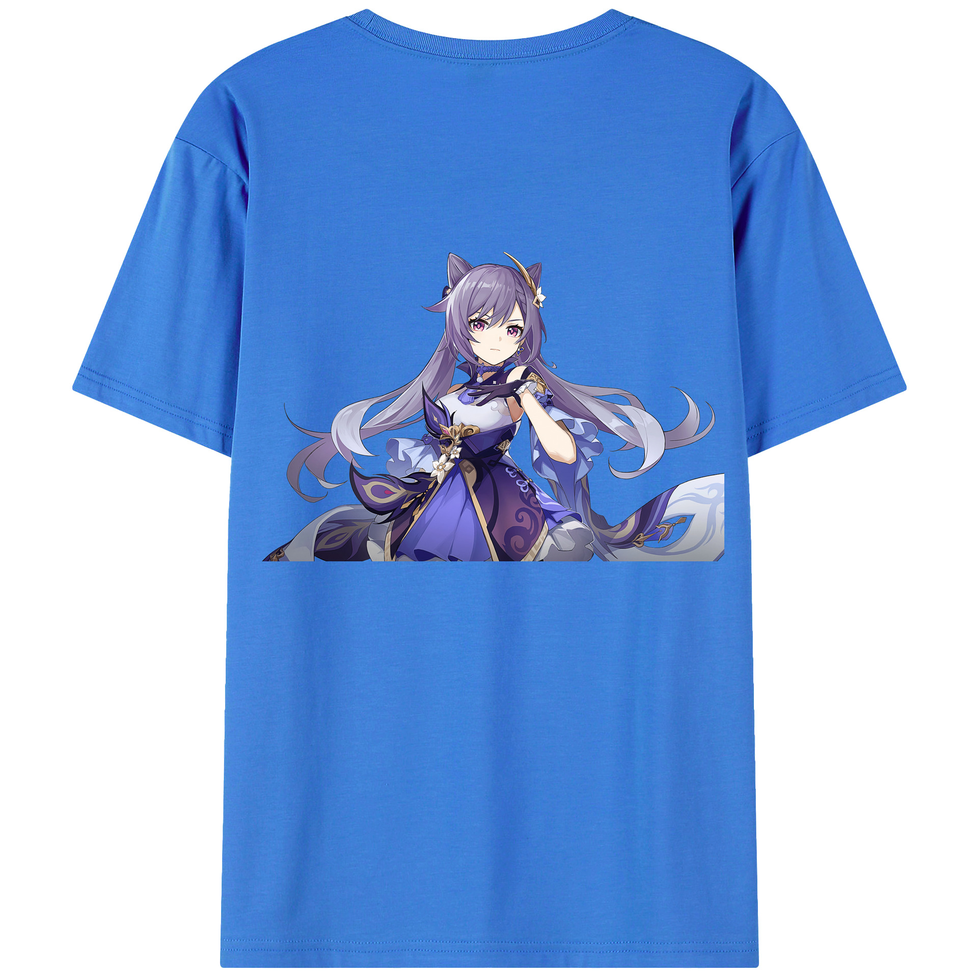 げんし神 刻晴 こくせい genshin Kokusei 綿100％ メンズ半袖Tシャツ（バックプリント） 通気性