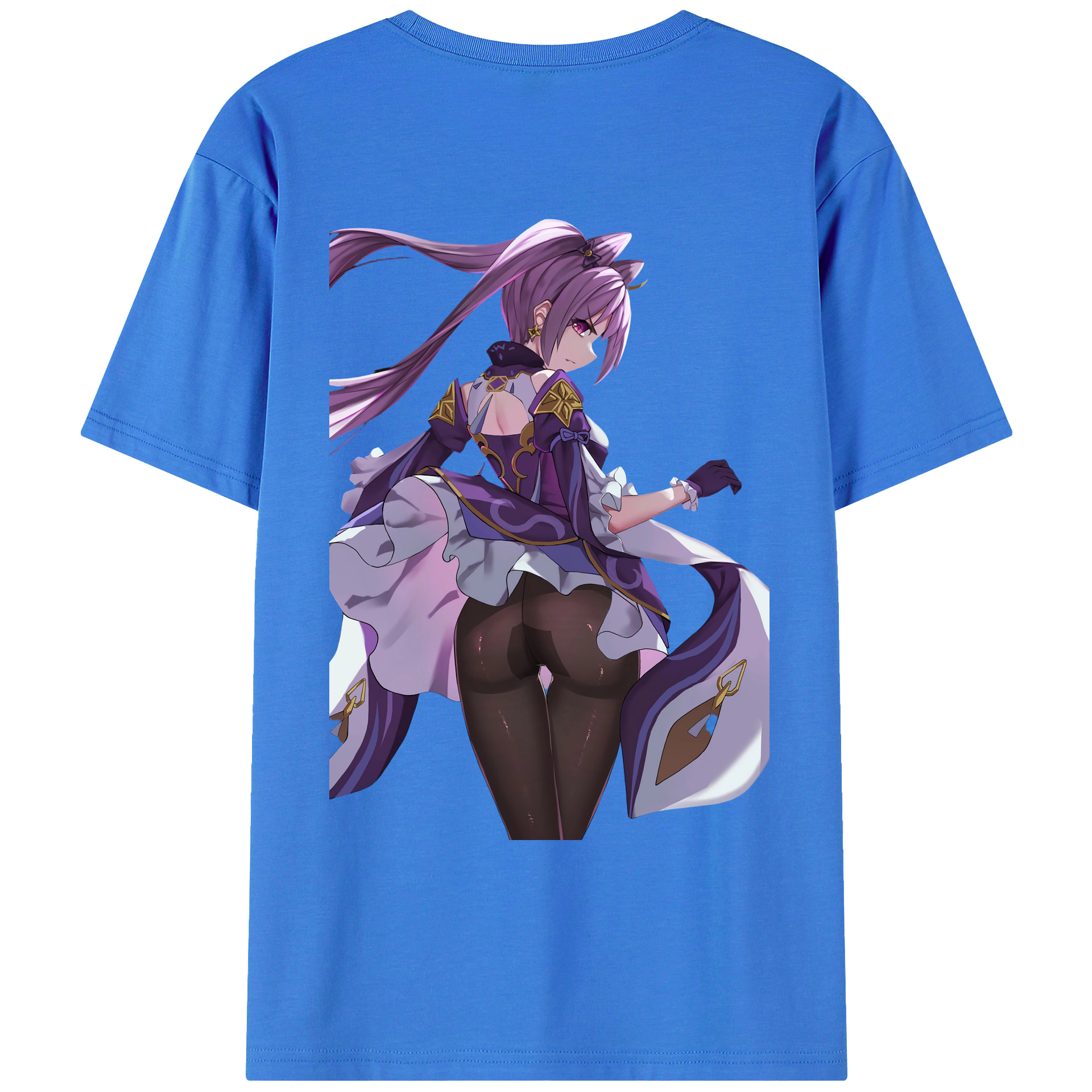 げんし神 刻晴 こくせい genshin Kokusei 綿100％ メンズ半袖Tシャツ（バックプリント） 通気性