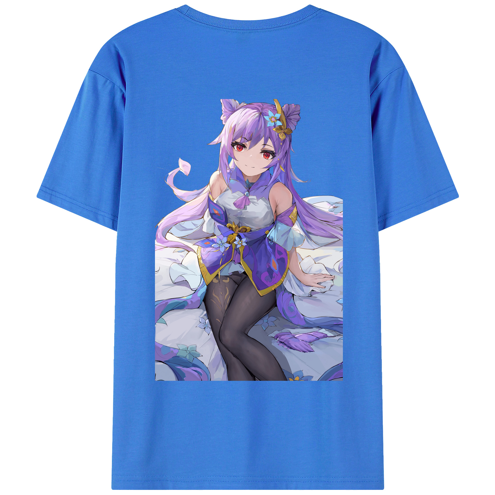 げんし神 刻晴 こくせい genshin Kokusei 綿100％ メンズ半袖Tシャツ（バックプリント） 通気性