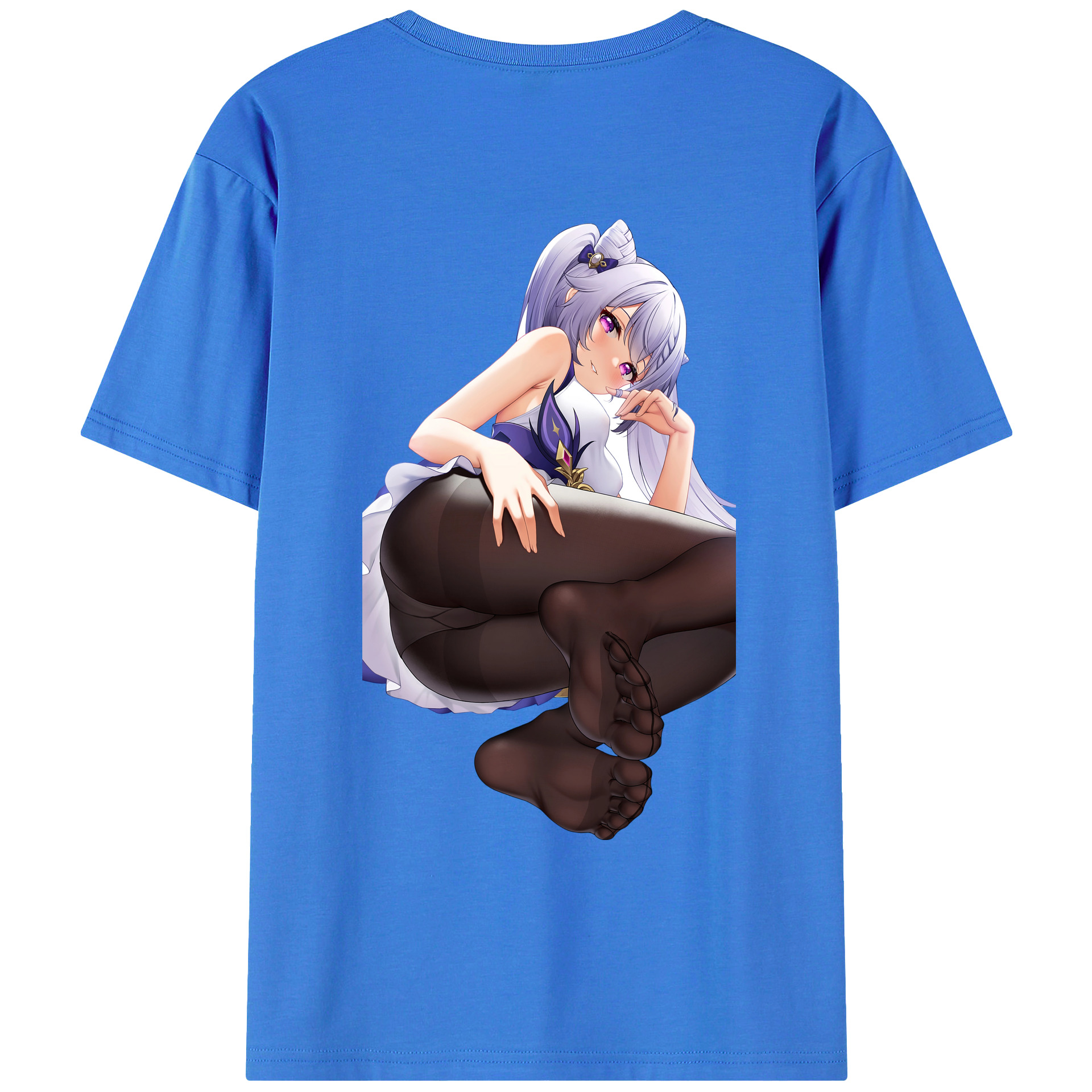 げんし神 刻晴 こくせい genshin Kokusei 綿100％ メンズ半袖Tシャツ（バックプリント） 通気性