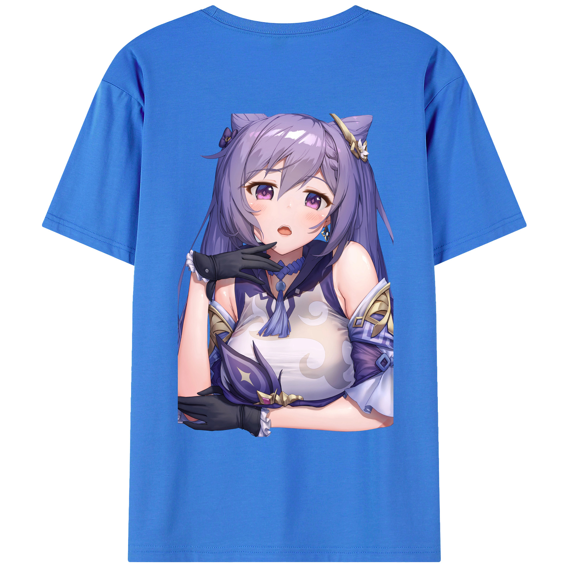 げんし神 刻晴 こくせい genshin Kokusei 綿100％ メンズ半袖Tシャツ（バックプリント） 通気性