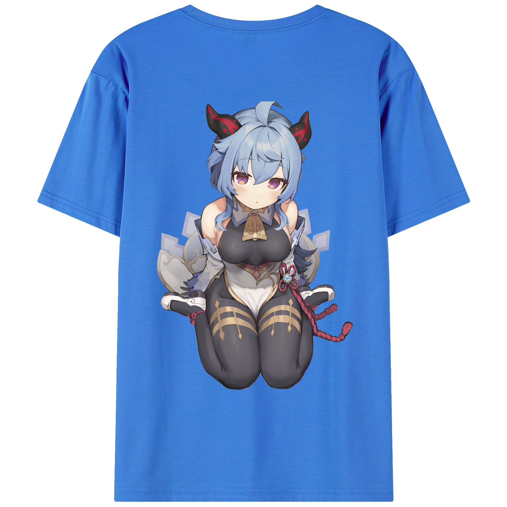 げんし神 甘雨 かんう genshin Ganyu 綿100％ メンズ半袖Tシャツ（バックプリント） 通気性