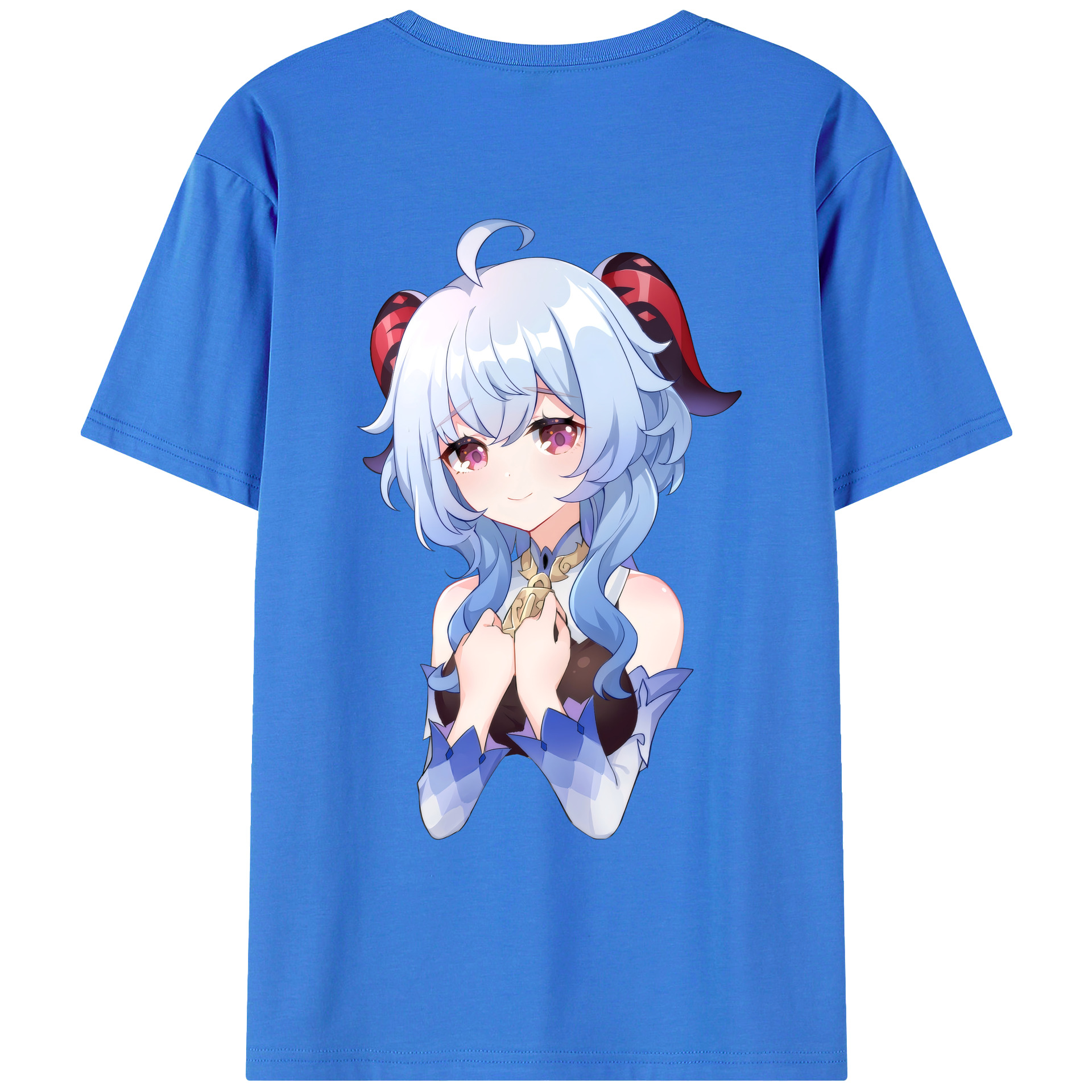 げんし神 甘雨 かんう genshin Ganyu 綿100％ メンズ半袖Tシャツ（バックプリント） 通気性