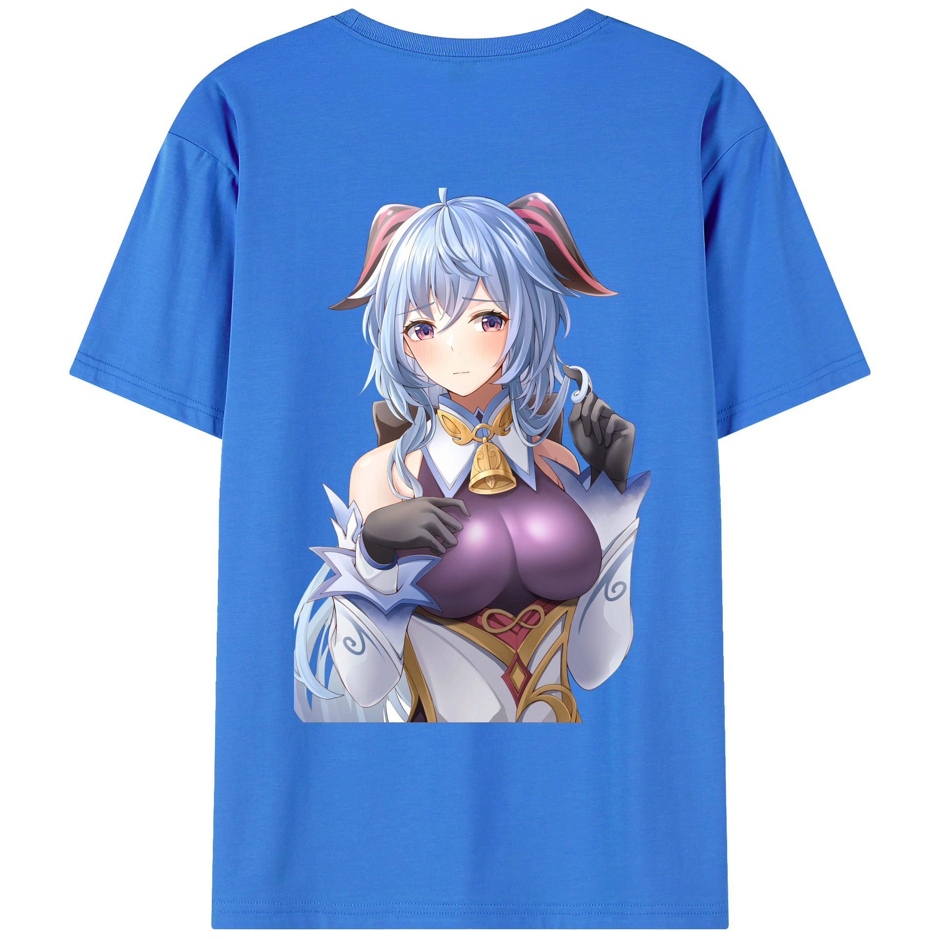 げんし神 甘雨 かんう genshin Ganyu 綿100％ メンズ半袖Tシャツ（バックプリント） 通気性