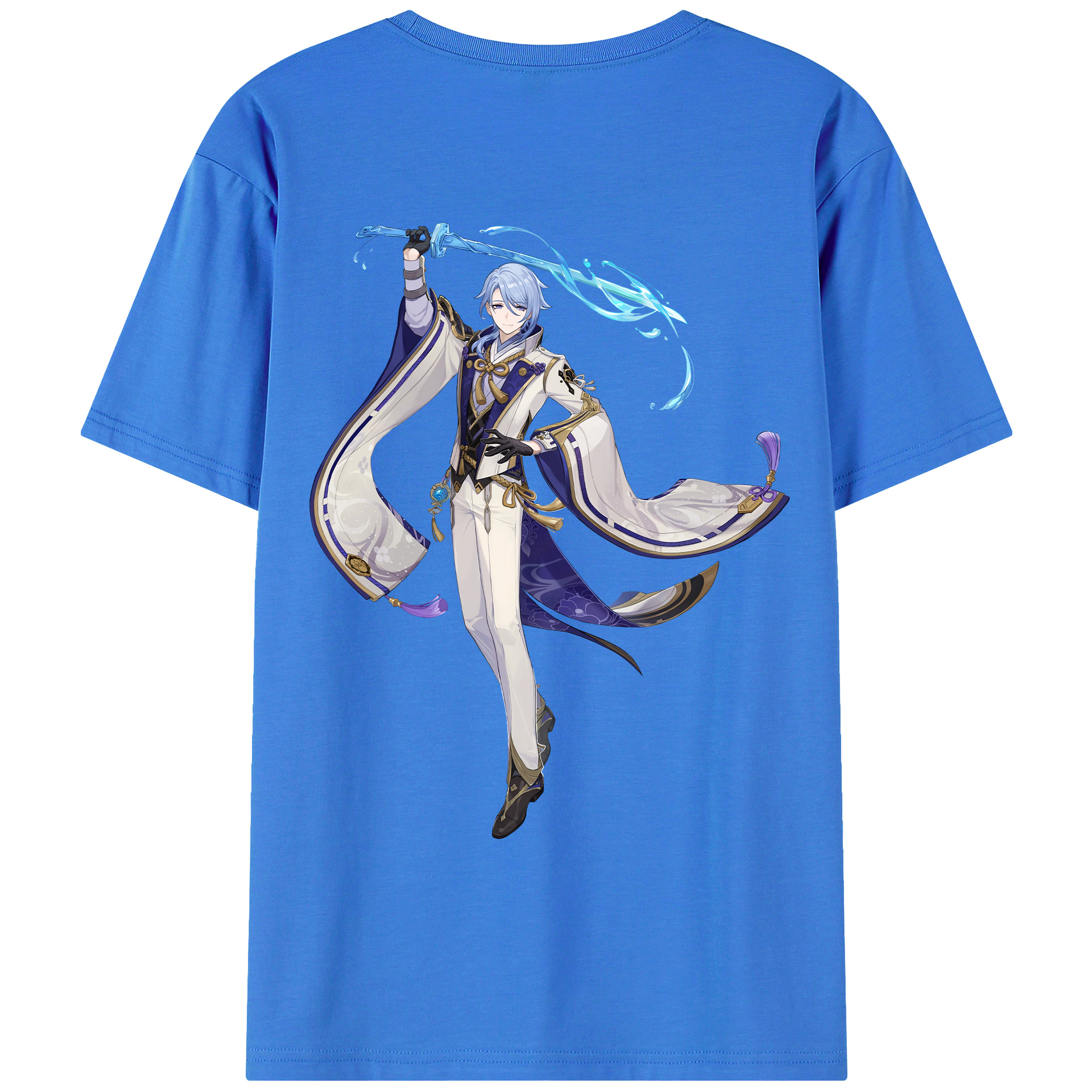 げんし神 神里綾人 かみさとあやと genshin Kamisato Ayato 綿100％ メンズ半袖Tシャツ（バックプリント） 通気性