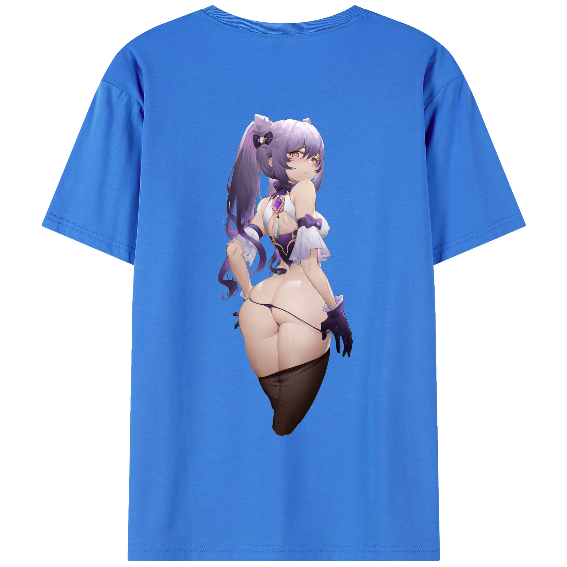 げんし神 刻晴 こくせい genshin Kokusei 綿100％ メンズ半袖Tシャツ（バックプリント） 通気性