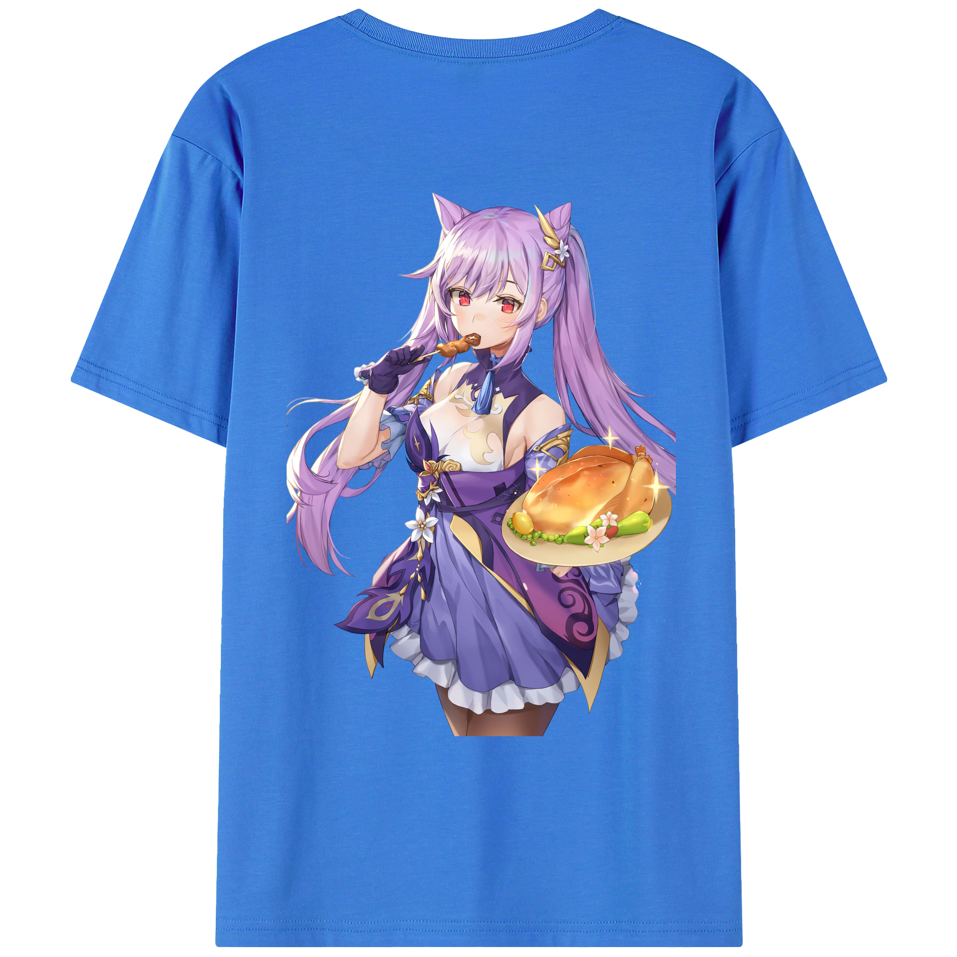 げんし神 刻晴 こくせい genshin Kokusei 綿100％ メンズ半袖Tシャツ（バックプリント） 通気性