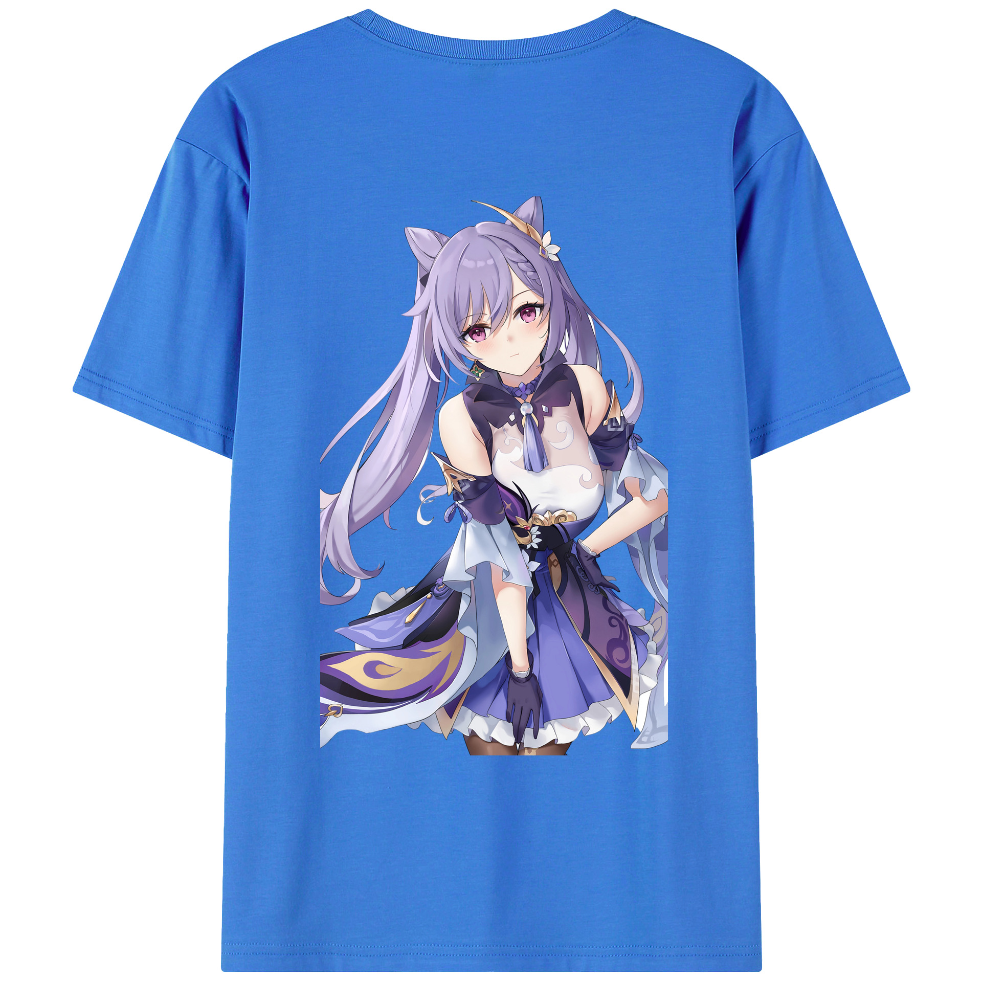 げんし神 刻晴 こくせい genshin Kokusei 綿100％ メンズ半袖Tシャツ（バックプリント） 通気性
