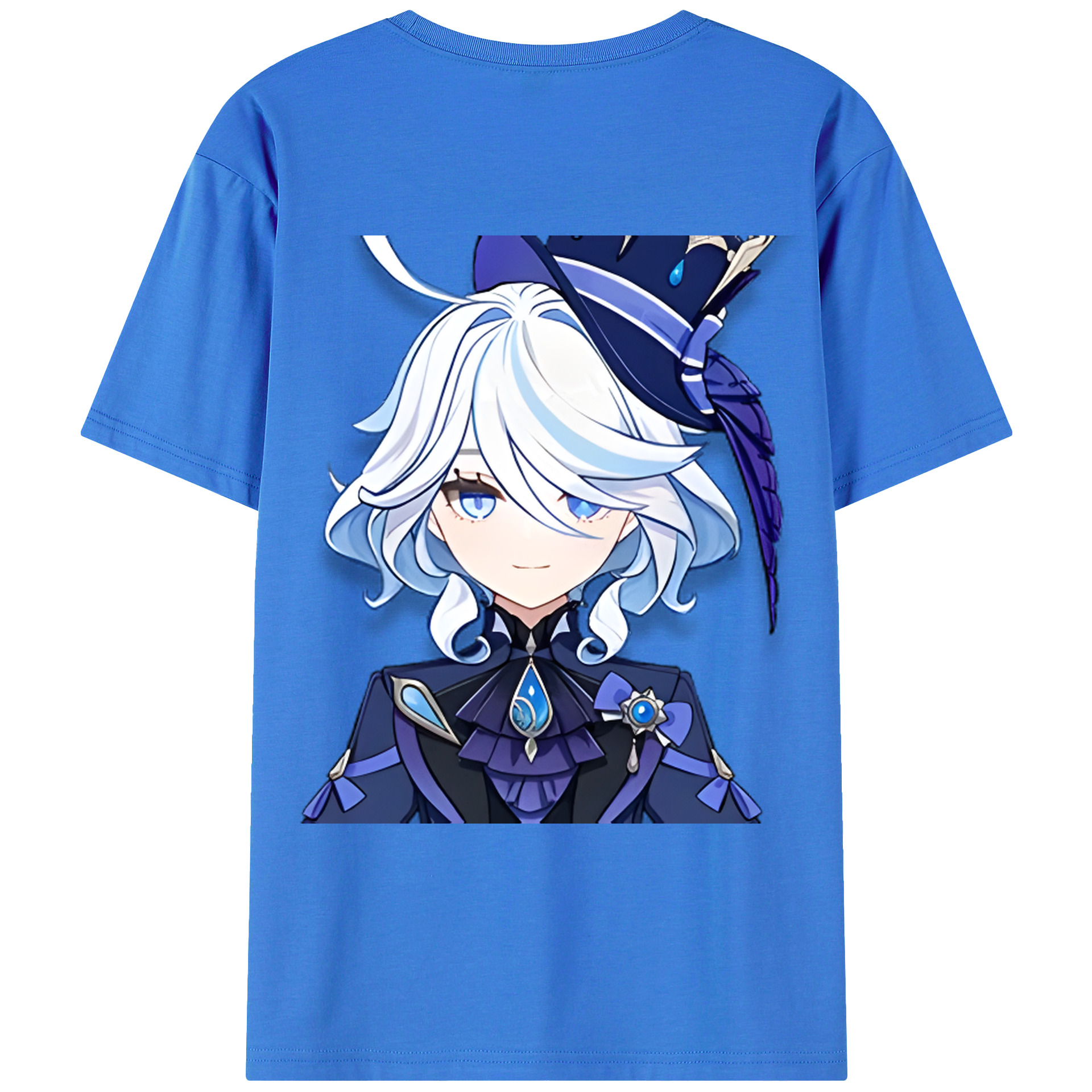 げんし神 フリーナ genshin Furina 綿100％ メンズ半袖Tシャツ（バックプリント） 通気性