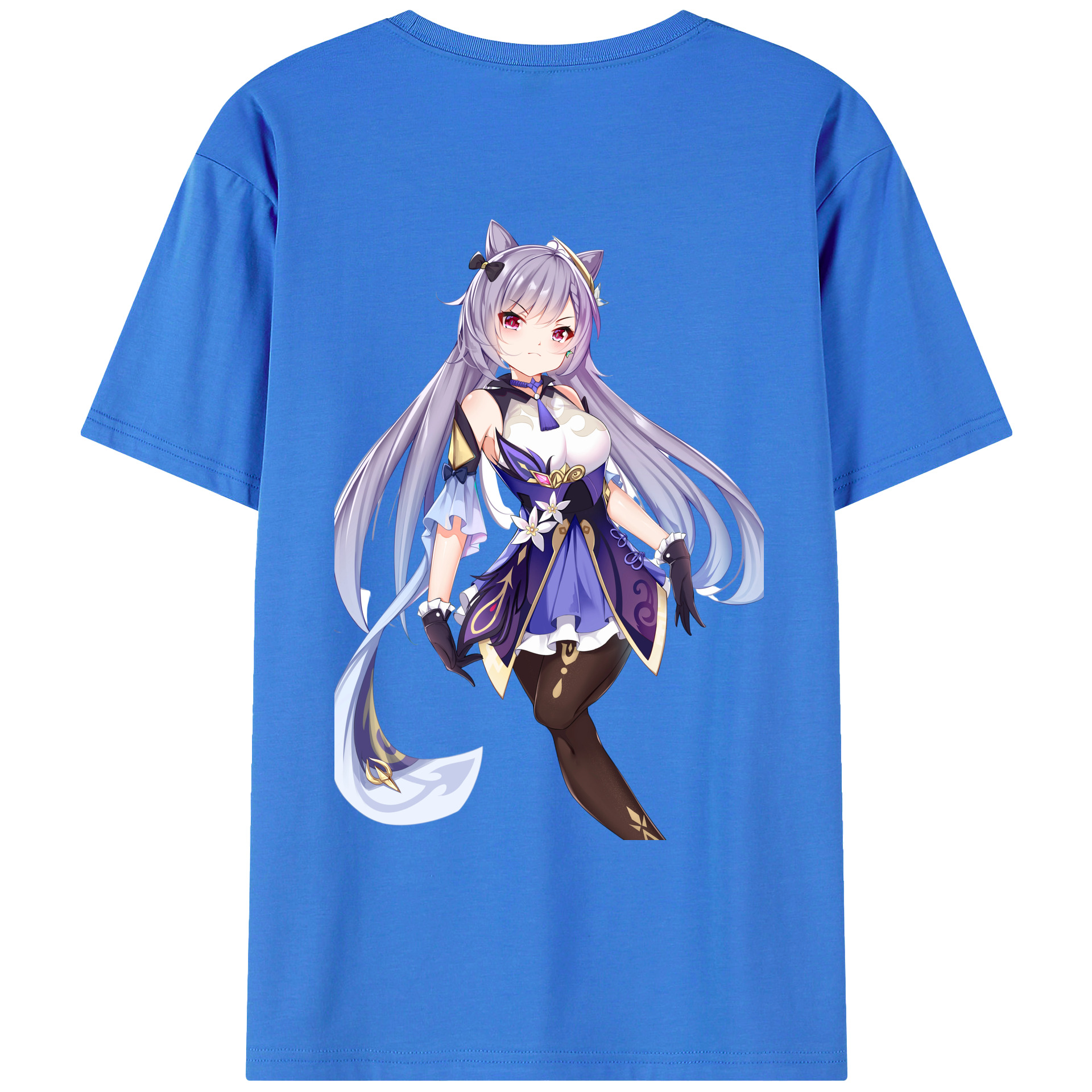 げんし神 刻晴 こくせい genshin Kokusei 綿100％ メンズ半袖Tシャツ（バックプリント） 通気性