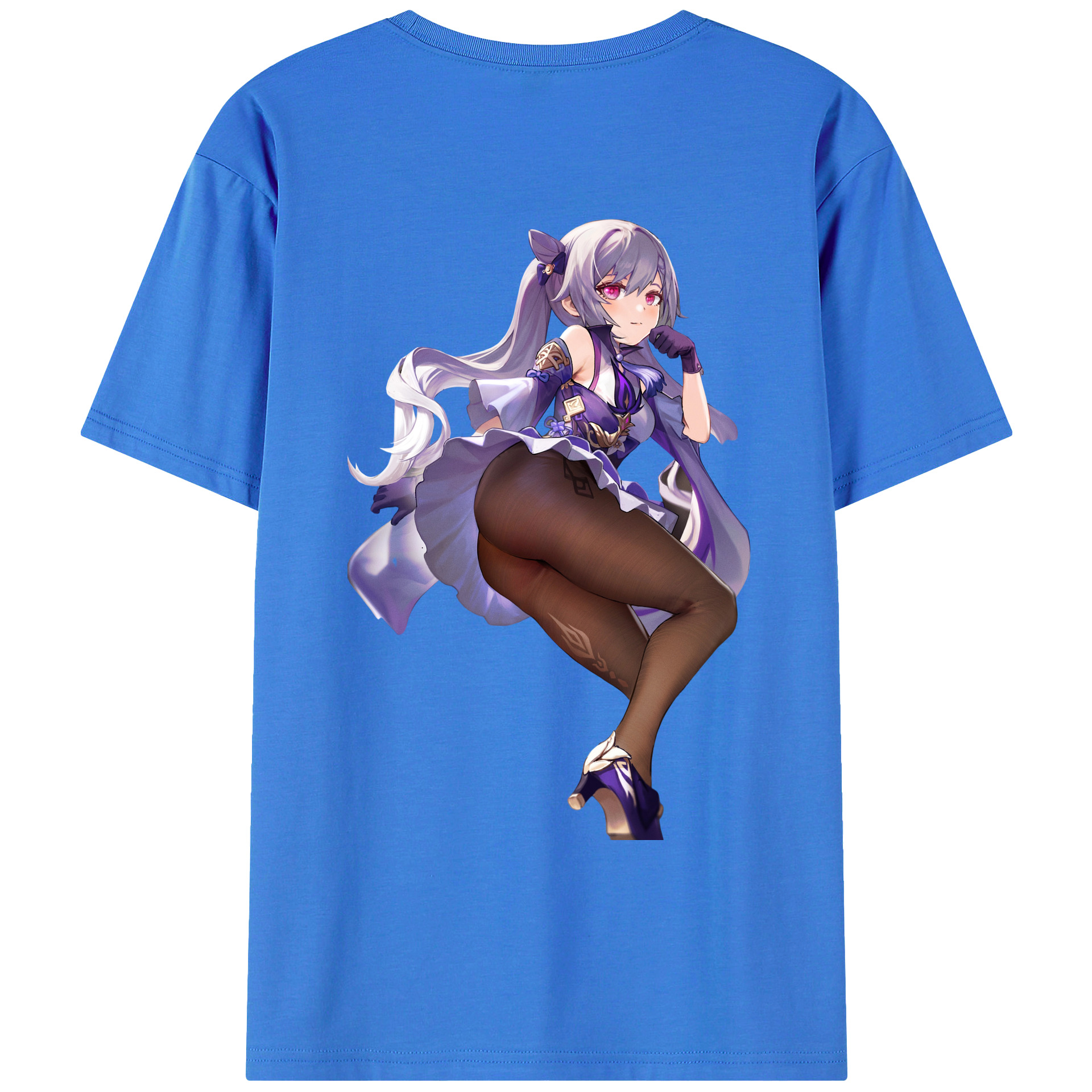 げんし神 刻晴 こくせい genshin Kokusei 綿100％ メンズ半袖Tシャツ（バックプリント） 通気性