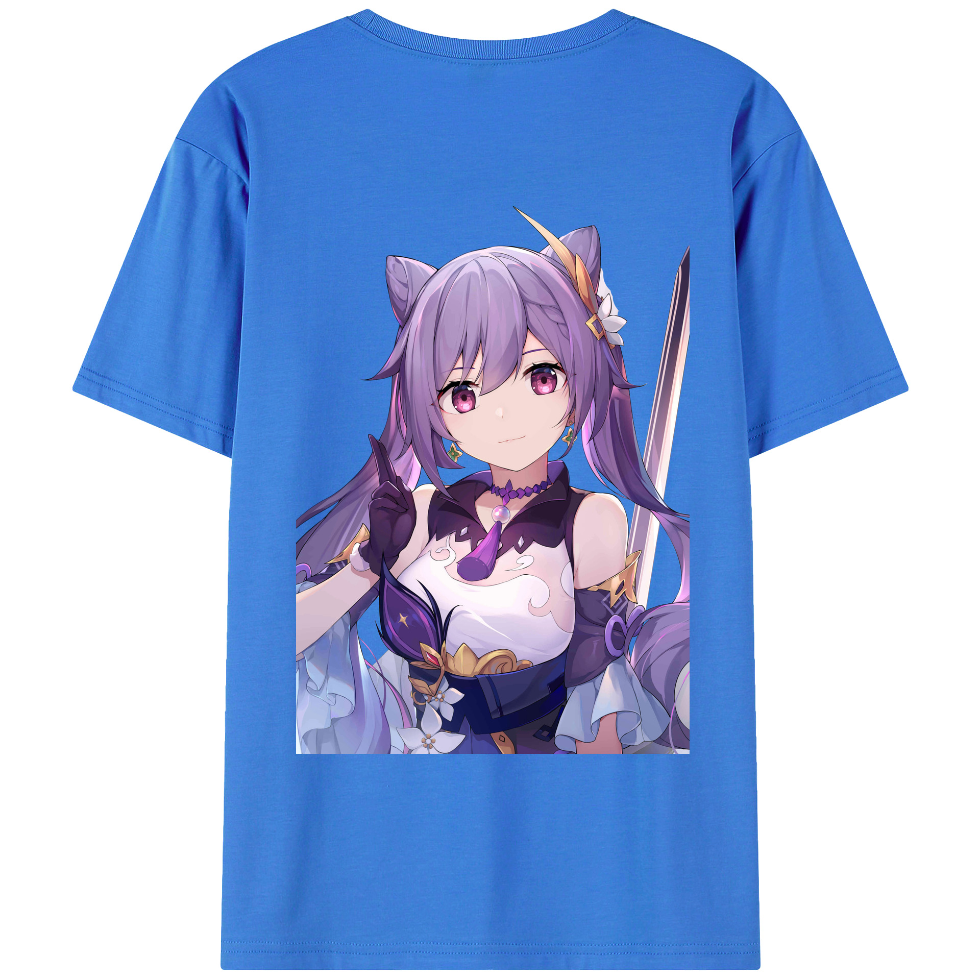 げんし神 刻晴 こくせい genshin Kokusei 綿100％ メンズ半袖Tシャツ（バックプリント） 通気性