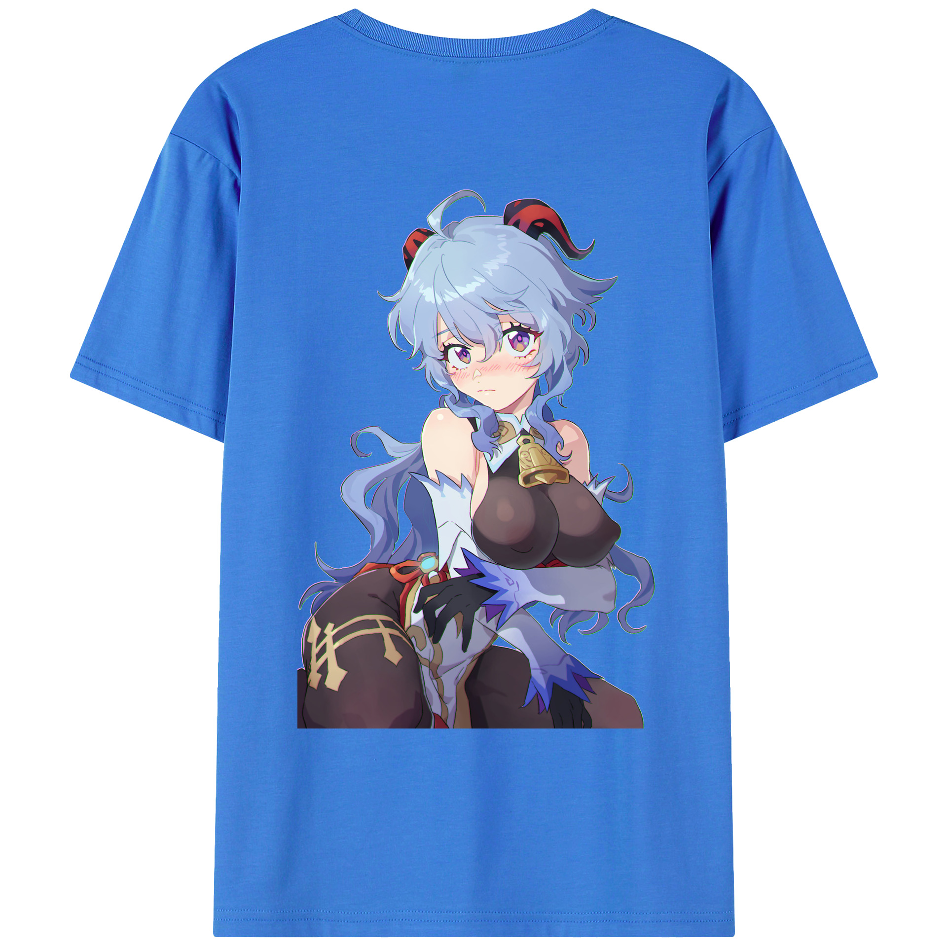 げんし神 甘雨 かんう genshin Ganyu 綿100％ メンズ半袖Tシャツ（バックプリント） 通気性