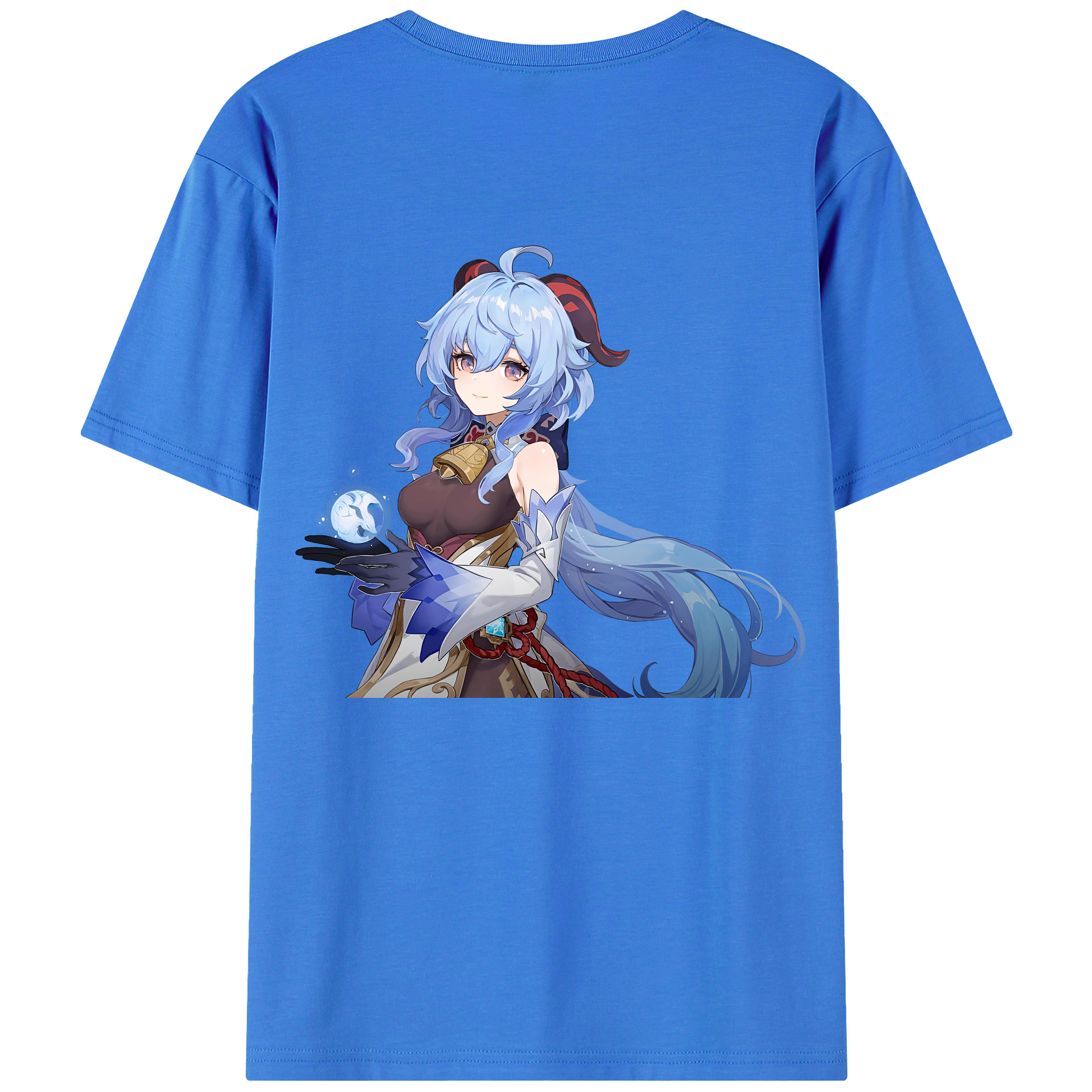 げんし神 甘雨 かんう genshin Ganyu 綿100％ メンズ半袖Tシャツ（バックプリント） 通気性