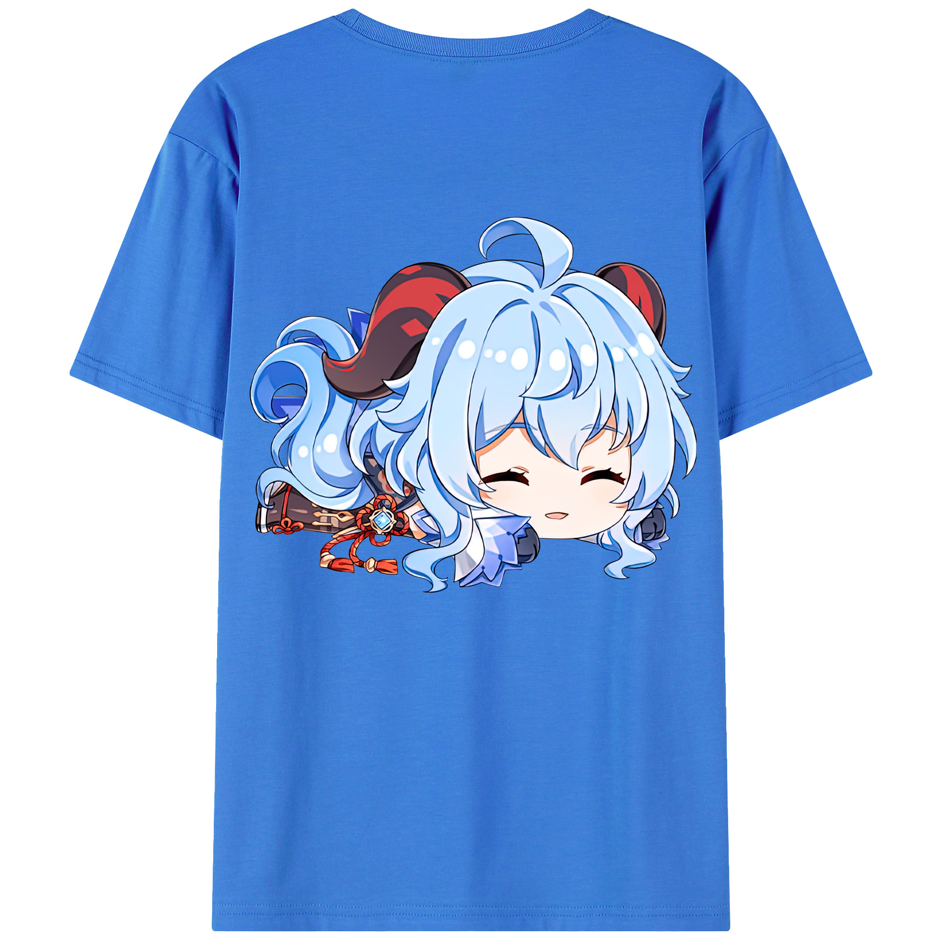 げんし神 甘雨 かんう genshin Ganyu 綿100％ メンズ半袖Tシャツ（バックプリント） 通気性