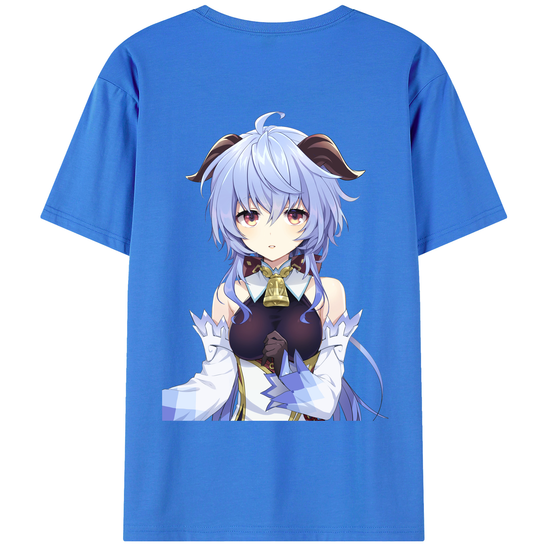 げんし神 甘雨 かんう genshin Ganyu 綿100％ メンズ半袖Tシャツ（バックプリント） 通気性