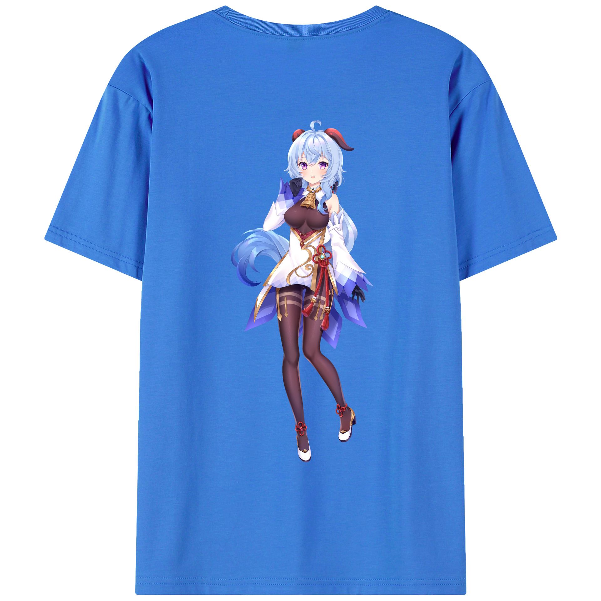 げんし神 甘雨 かんう genshin Ganyu 綿100％ メンズ半袖Tシャツ（バックプリント） 通気性