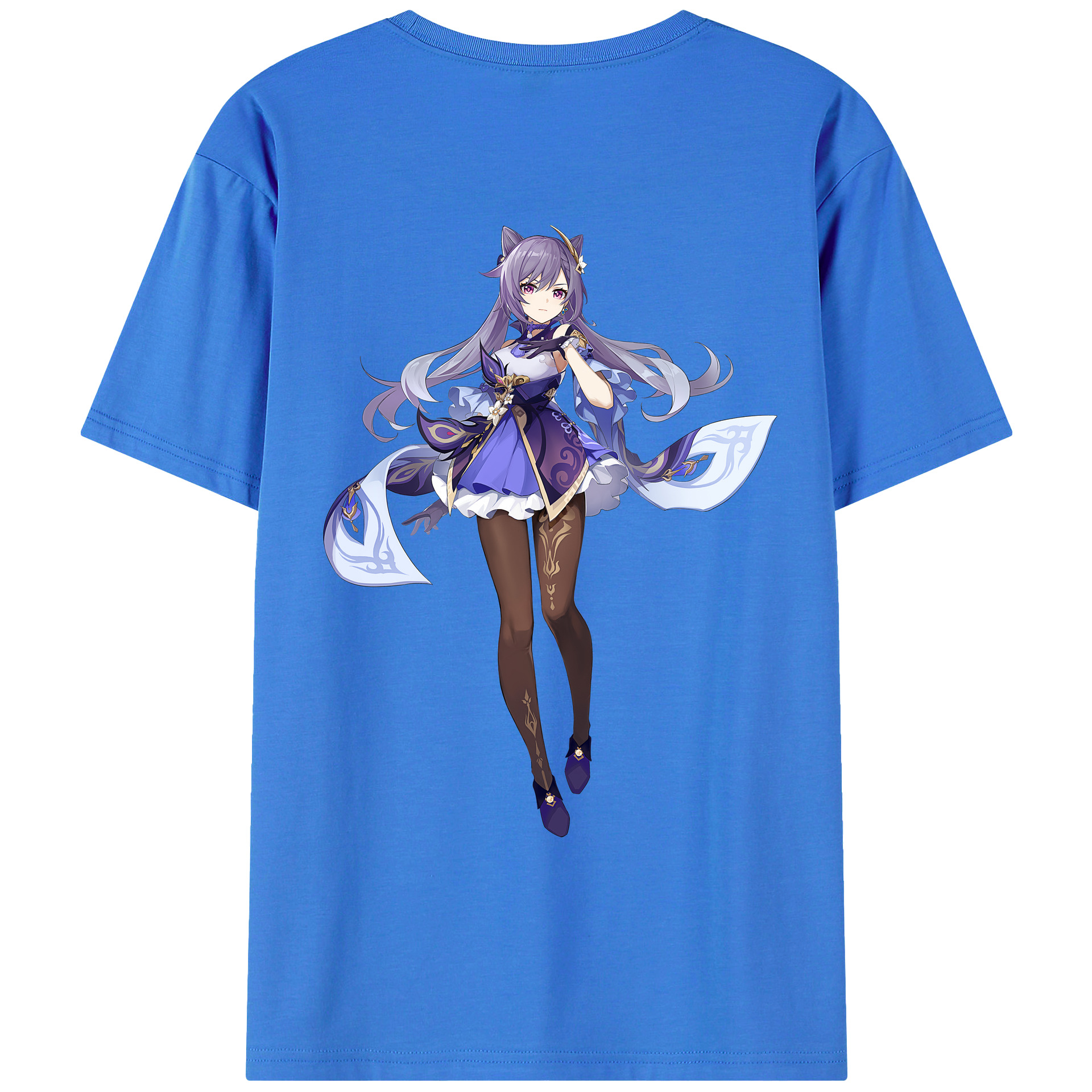 げんし神 刻晴 こくせい genshin Kokusei 綿100％ メンズ半袖Tシャツ（バックプリント） 通気性