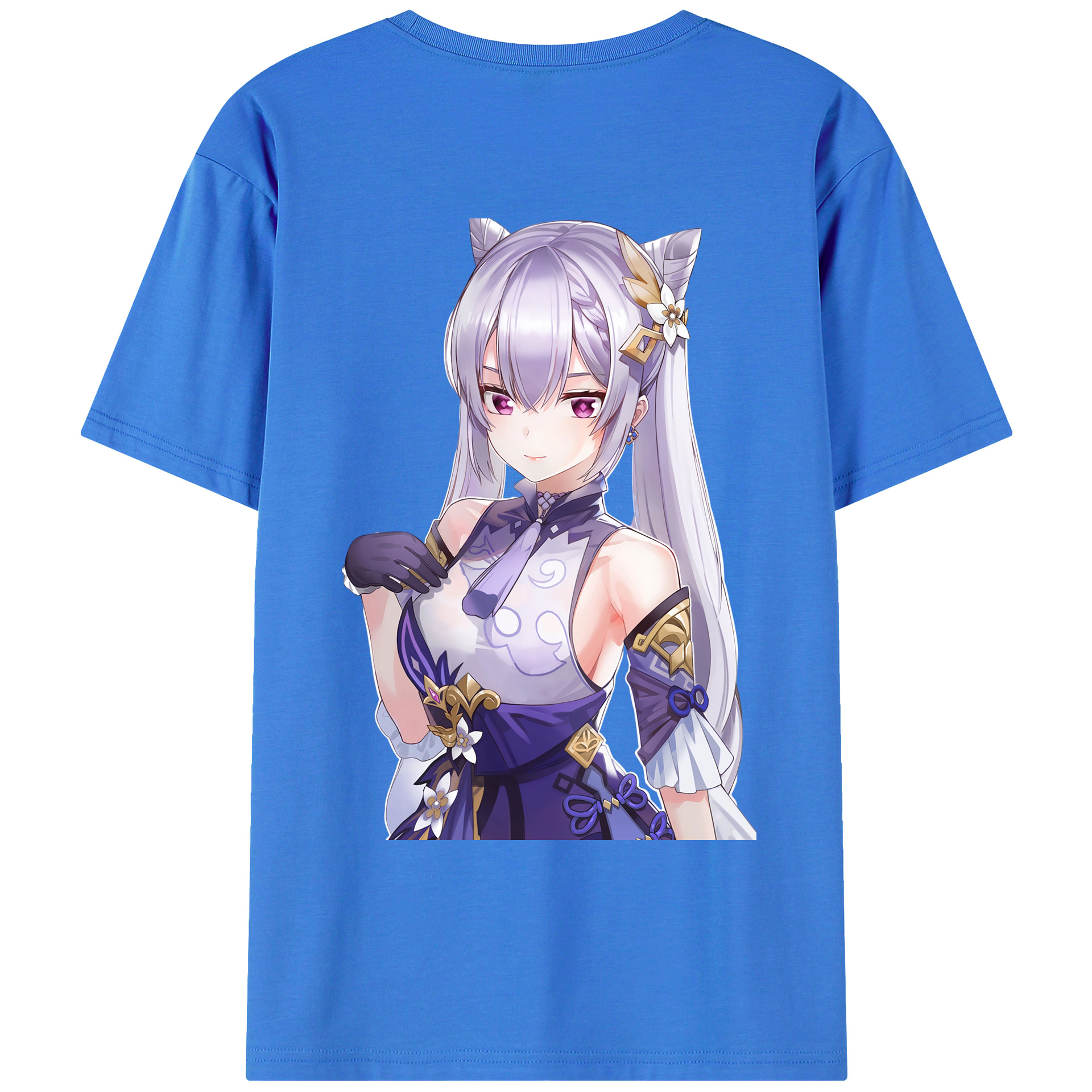 げんし神 刻晴 こくせい genshin Kokusei 綿100％ メンズ半袖Tシャツ（バックプリント） 通気性