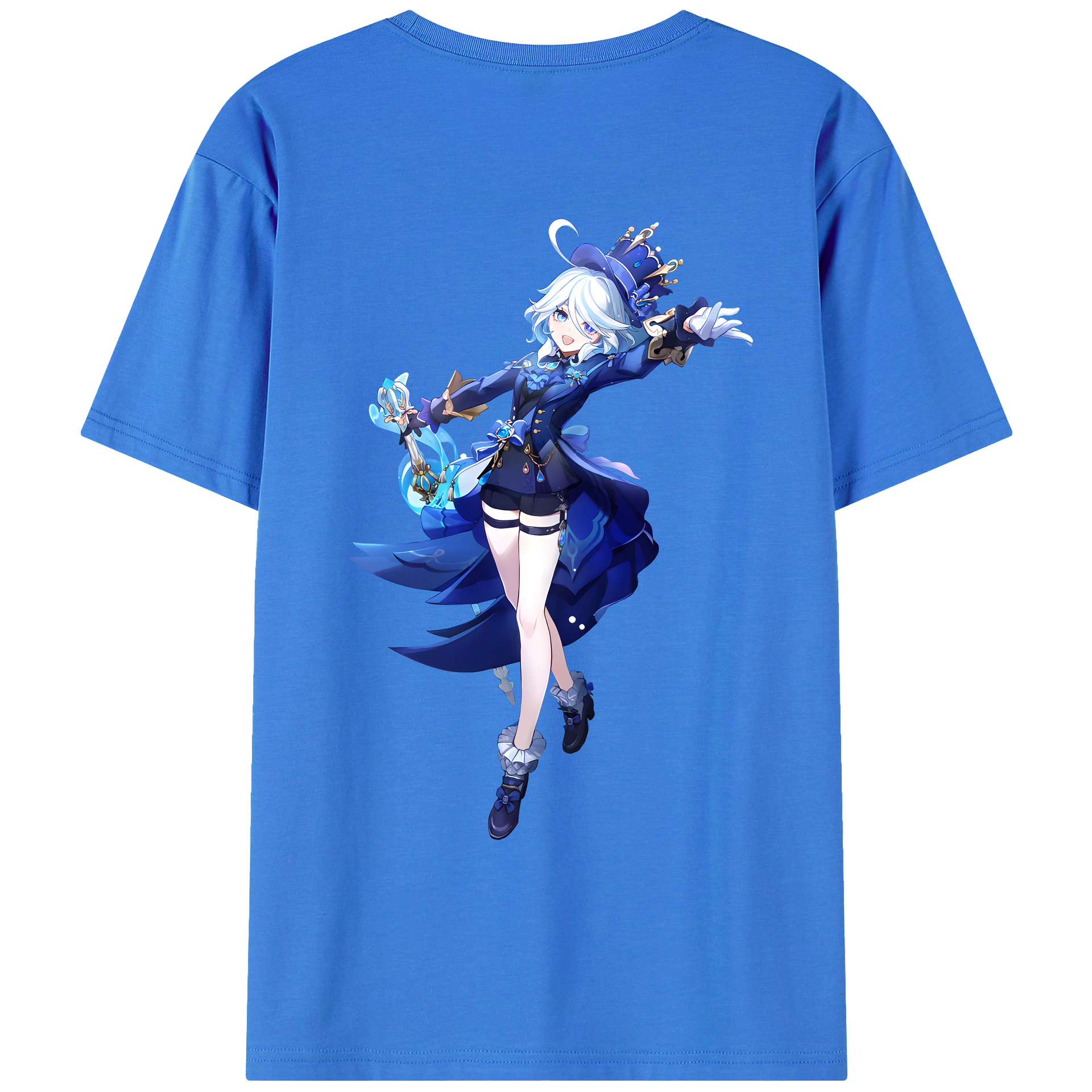 げんし神 フリーナ genshin Furina 綿100％ メンズ半袖Tシャツ（バックプリント） 通気性