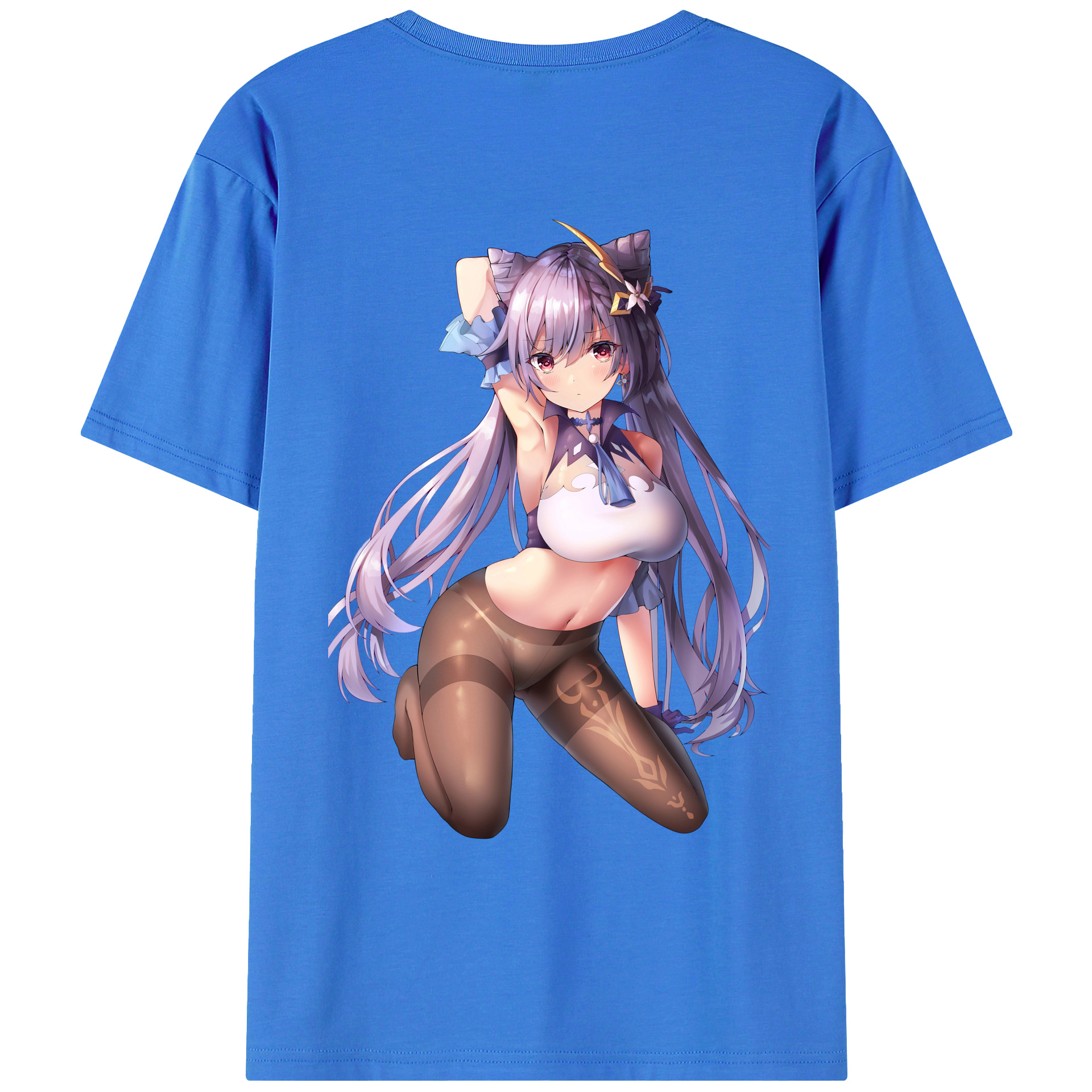 げんし神 刻晴 こくせい genshin Kokusei 綿100％ メンズ半袖Tシャツ（バックプリント） 通気性