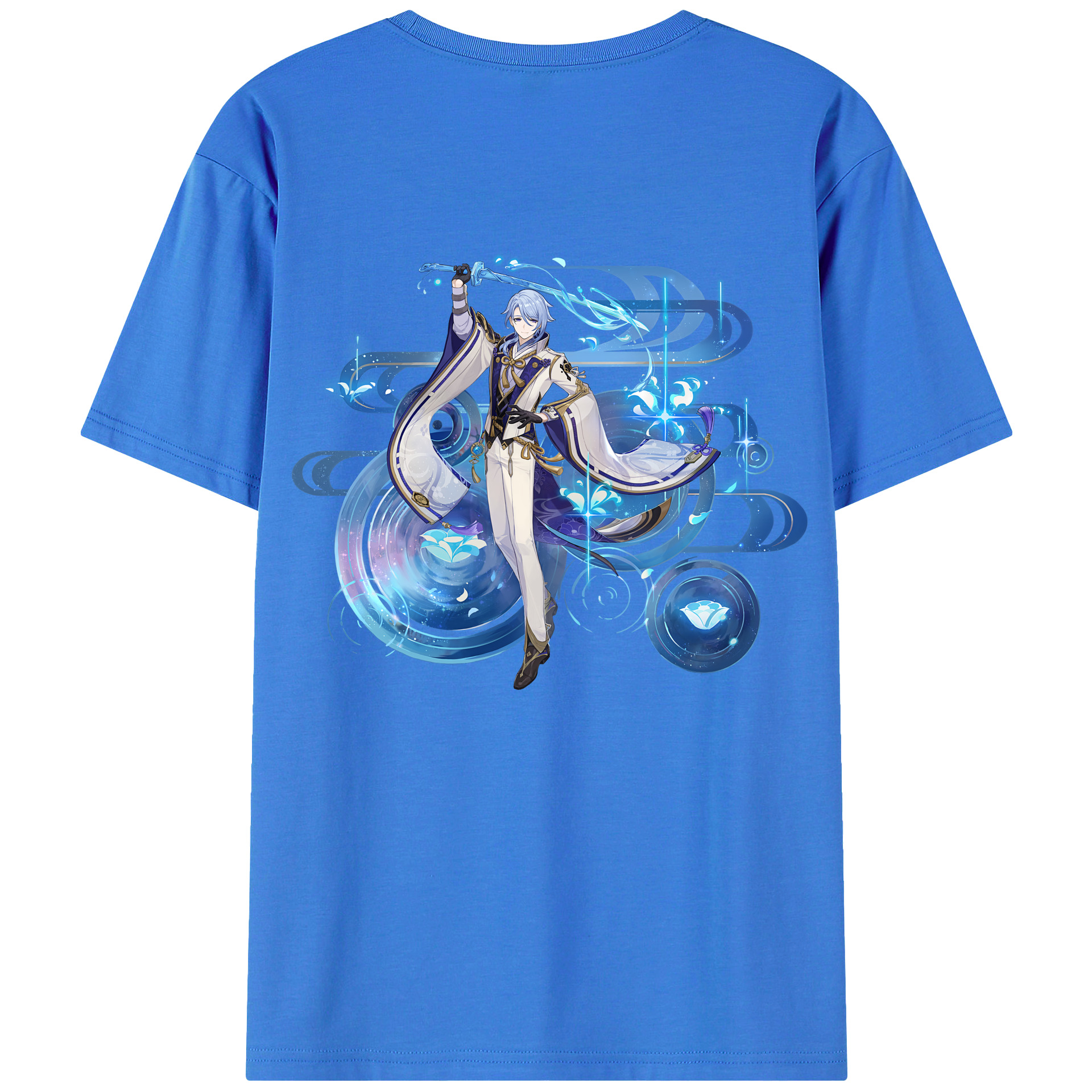 げんし神 神里綾人 かみさとあやと genshin Kamisato Ayato 綿100％ メンズ半袖Tシャツ（バックプリント） 通気性