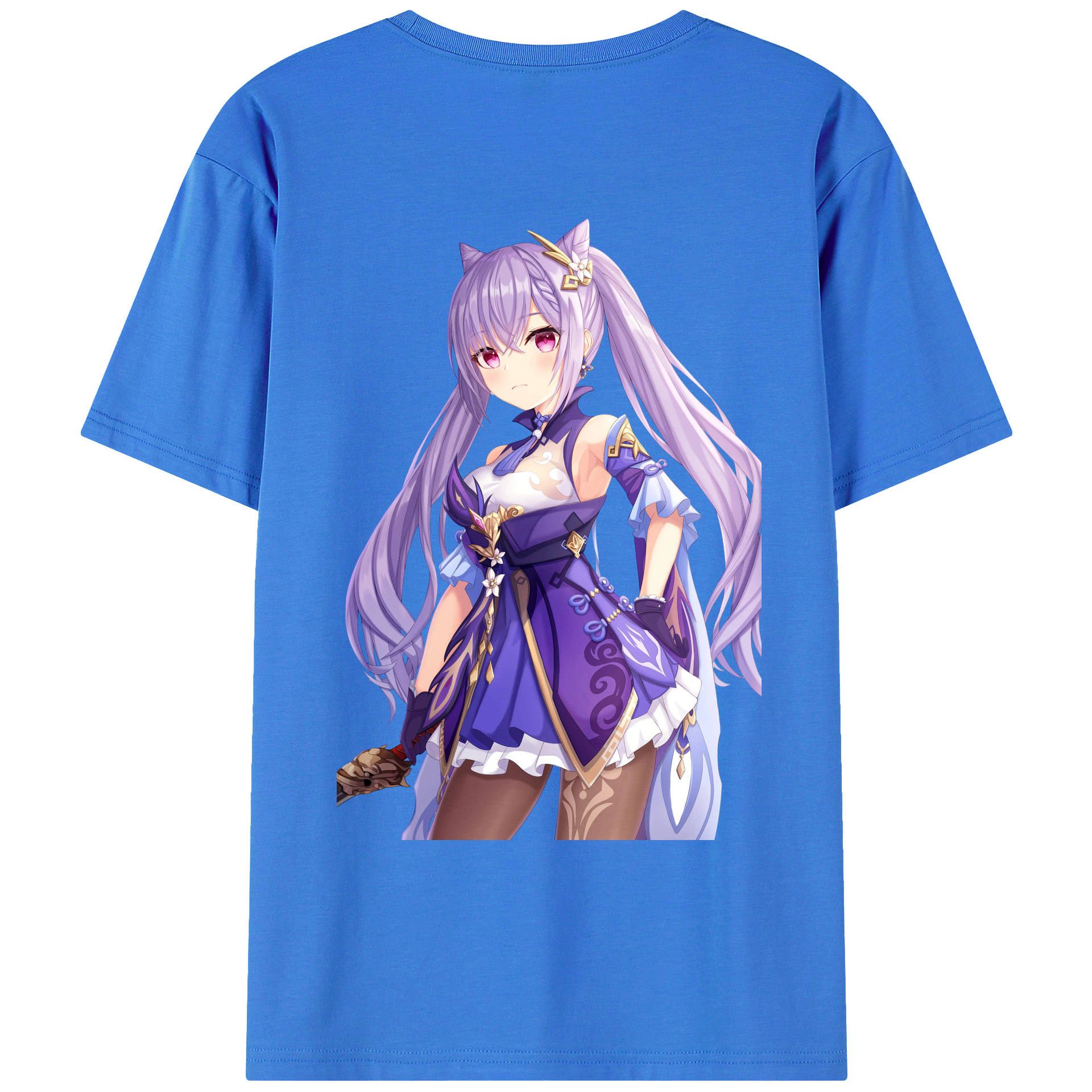 げんし神 刻晴 こくせい genshin Kokusei 綿100％ メンズ半袖Tシャツ（バックプリント） 通気性