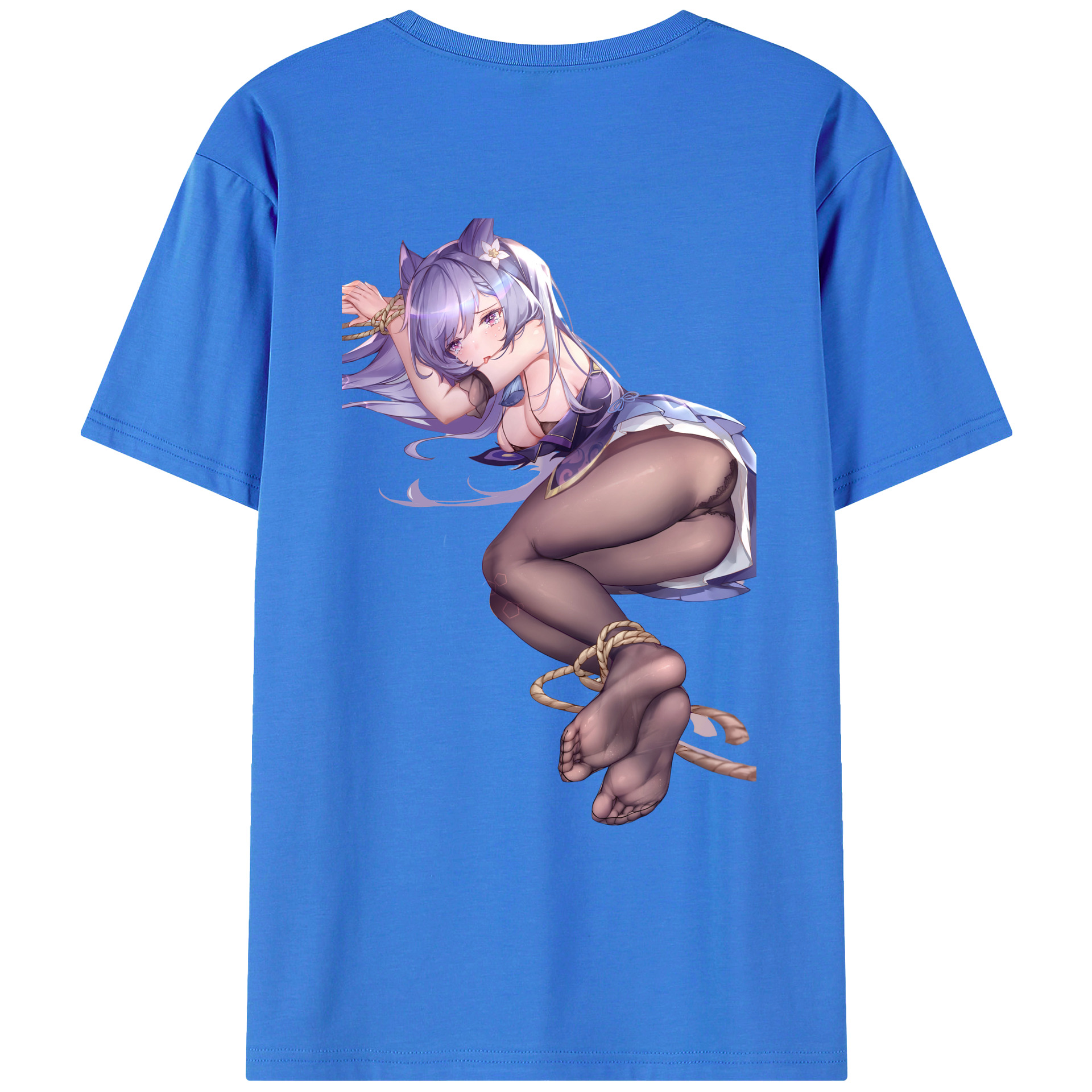 げんし神 刻晴 こくせい genshin Kokusei 綿100％ メンズ半袖Tシャツ（バックプリント） 通気性