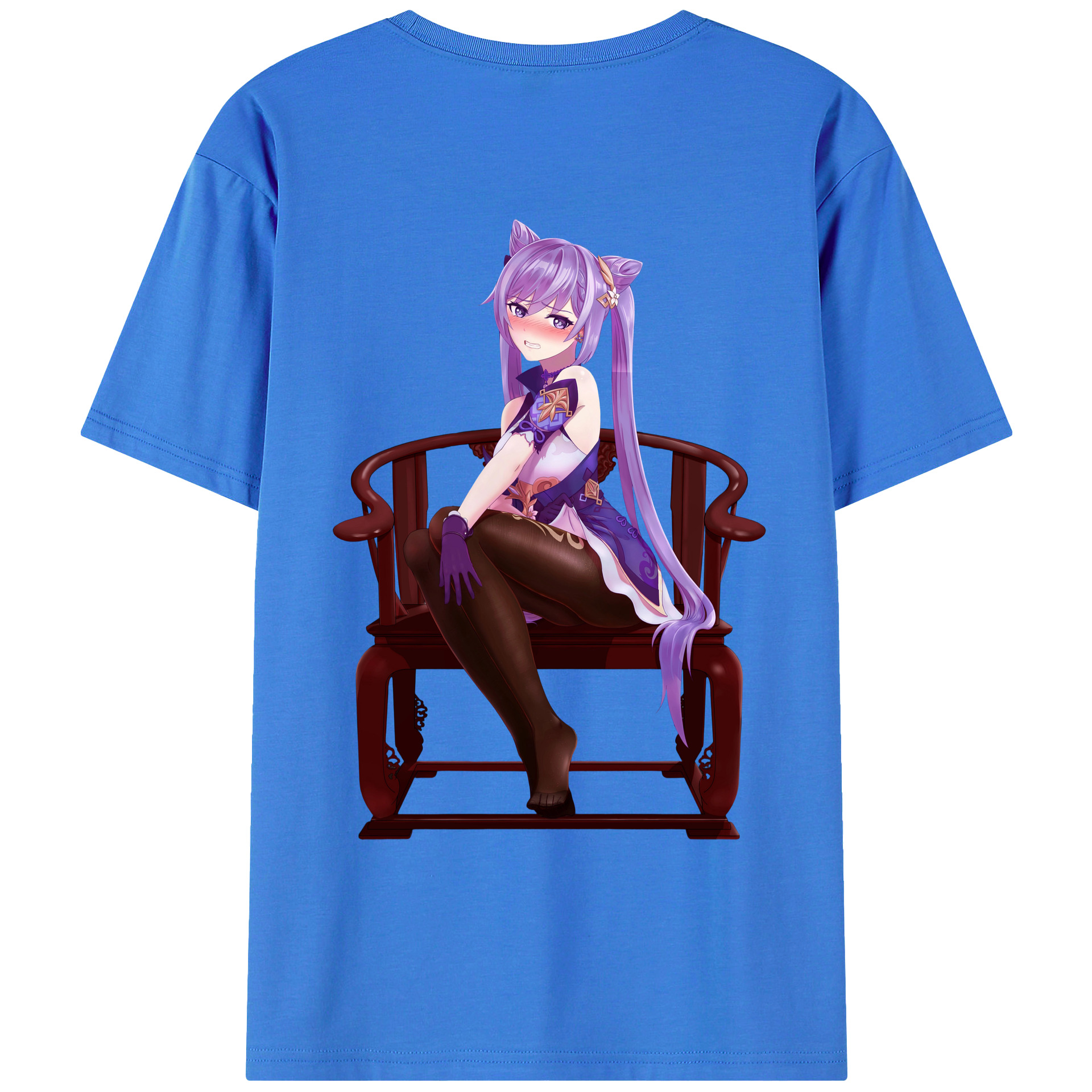 げんし神 刻晴 こくせい genshin Kokusei 綿100％ メンズ半袖Tシャツ（バックプリント） 通気性