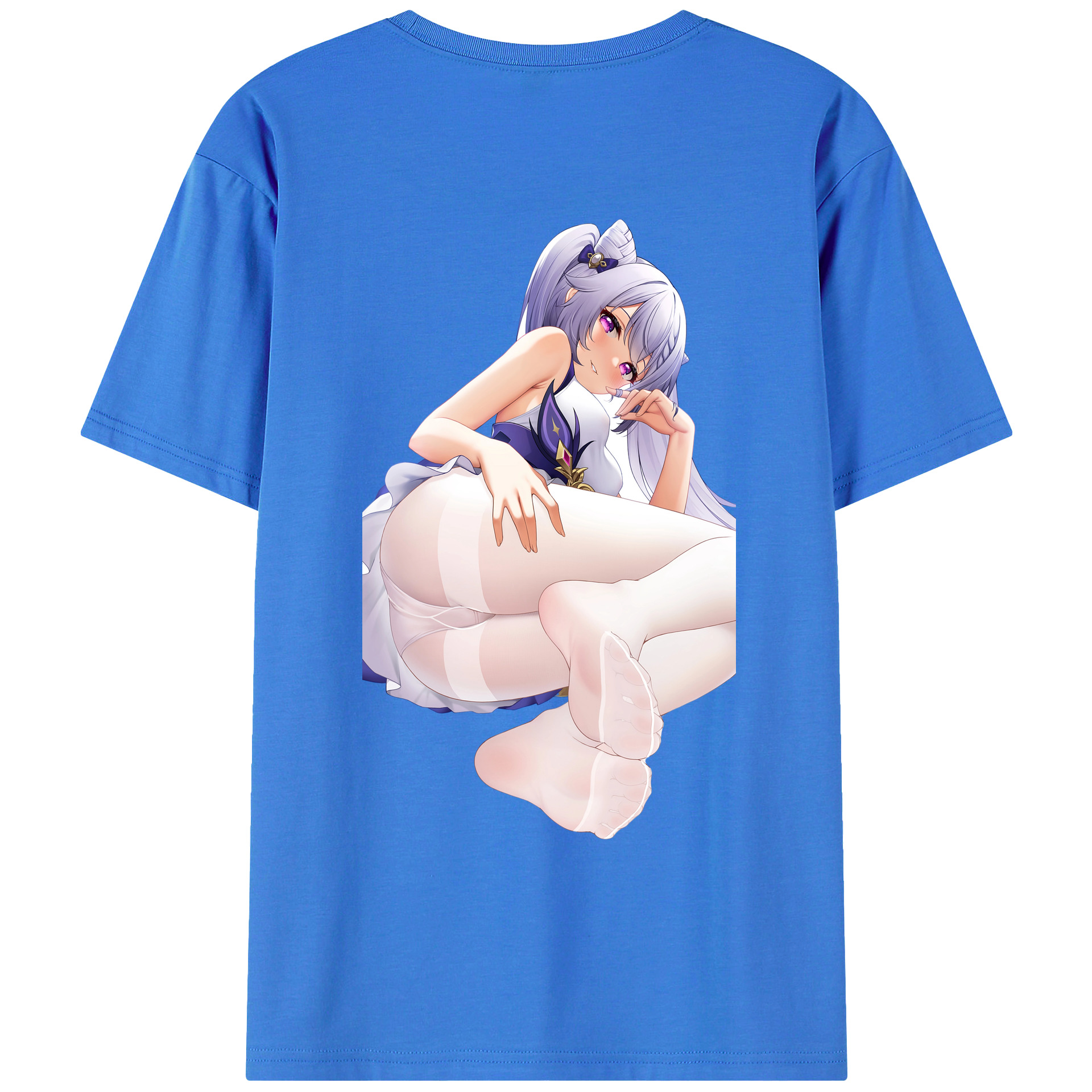 げんし神 刻晴 こくせい genshin Kokusei 綿100％ メンズ半袖Tシャツ（バックプリント） 通気性