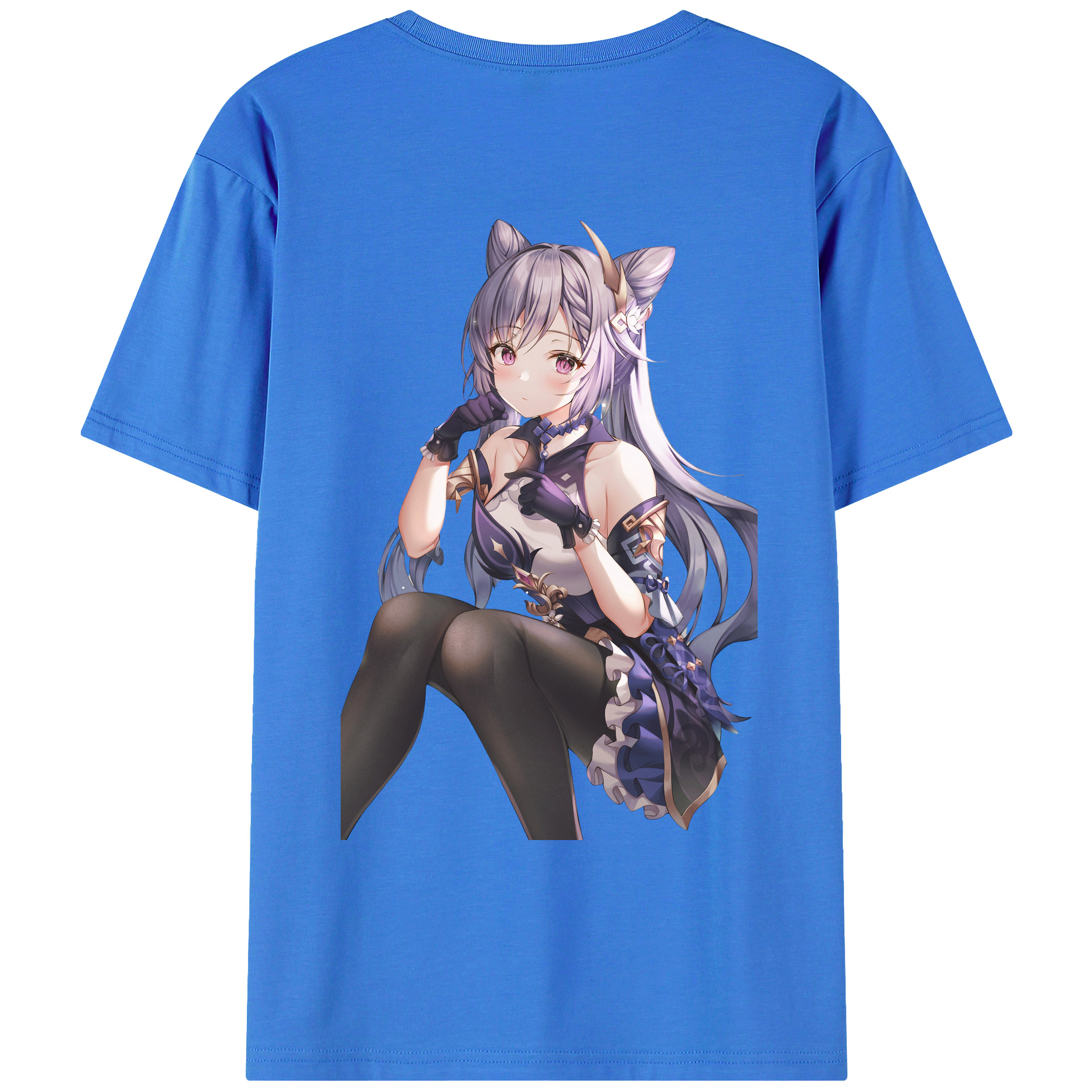 げんし神 刻晴 こくせい genshin Kokusei 綿100％ メンズ半袖Tシャツ（バックプリント） 通気性