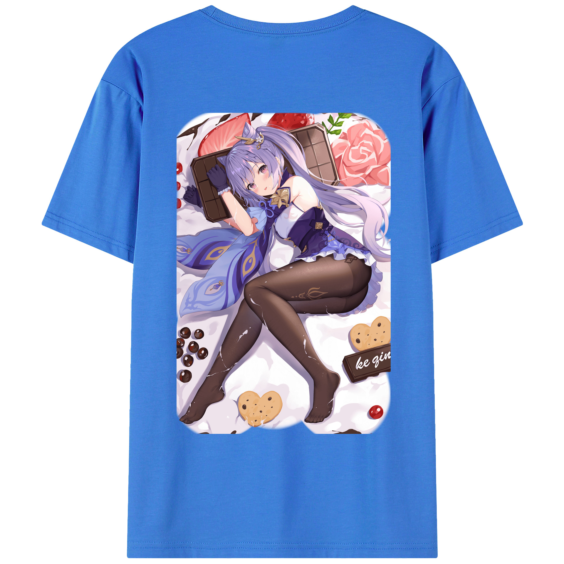 げんし神 刻晴 こくせい genshin Kokusei 綿100％ メンズ半袖Tシャツ（バックプリント） 通気性
