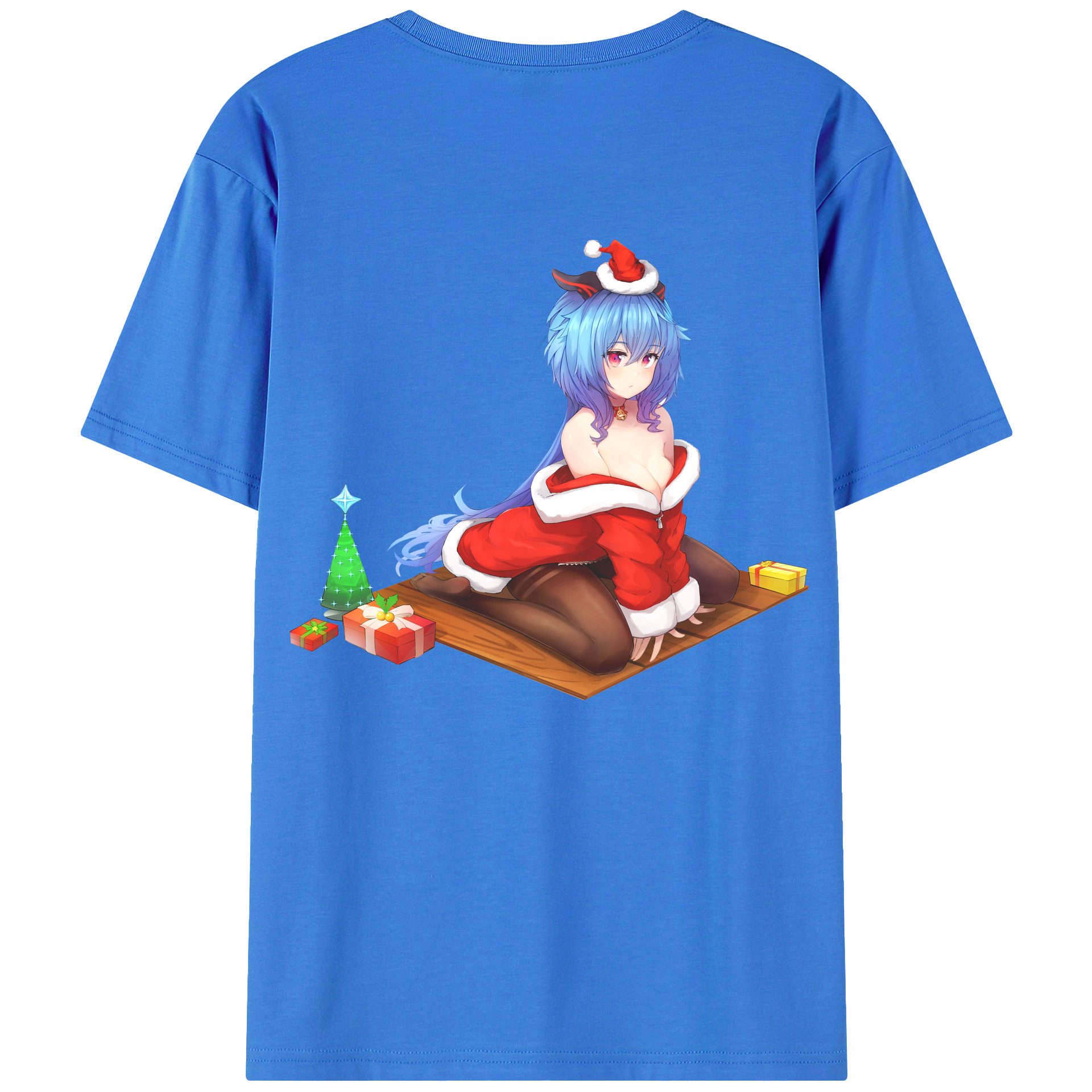 げんし神 甘雨 かんう genshin Ganyu 綿100％ メンズ半袖Tシャツ（バックプリント） 通気性