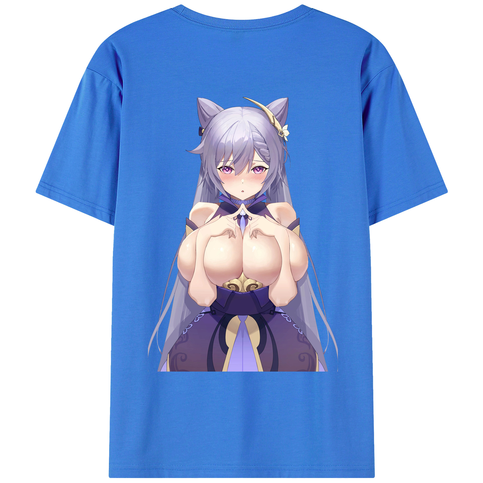 げんし神 刻晴 こくせい genshin Kokusei 綿100％ メンズ半袖Tシャツ（バックプリント） 通気性