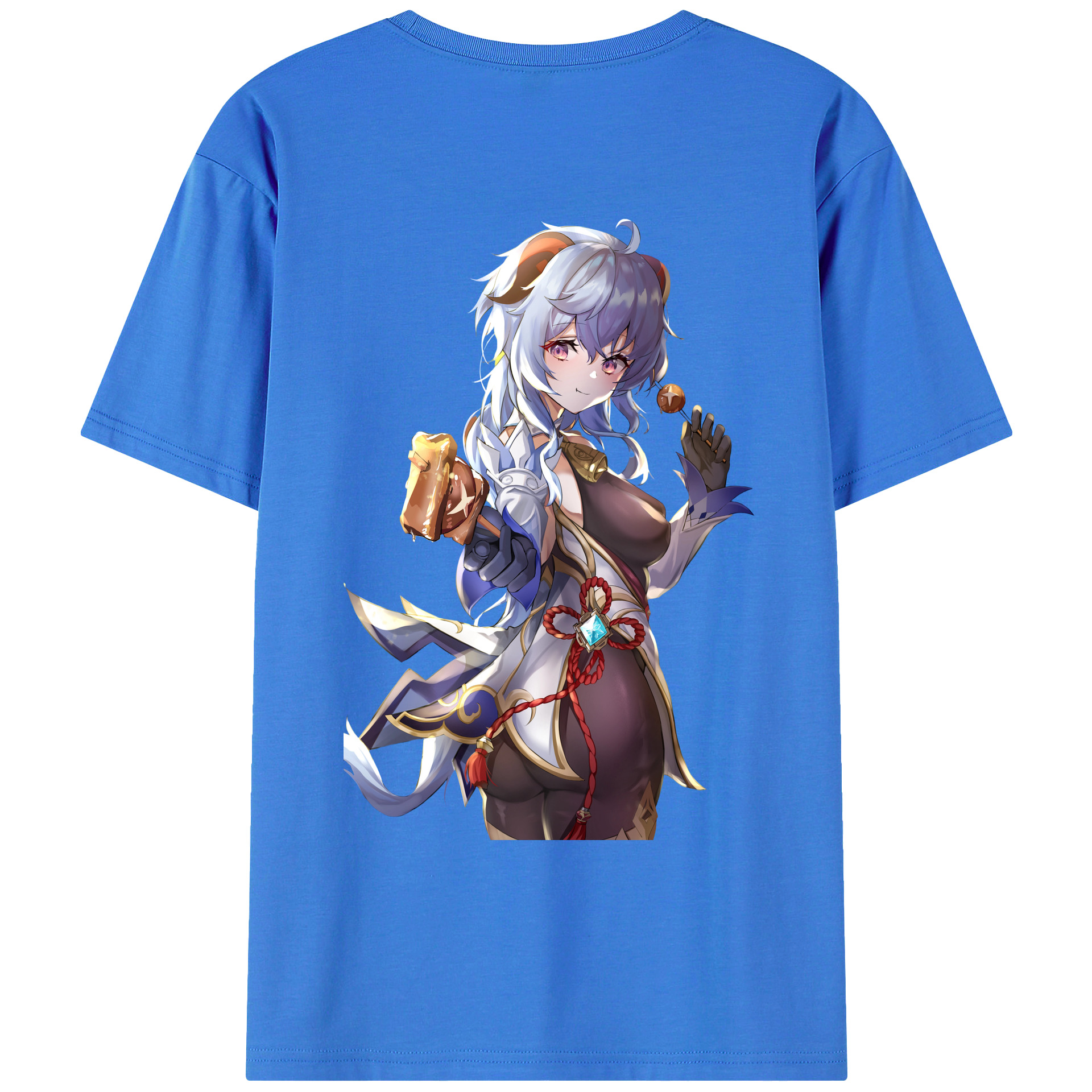 げんし神 甘雨 かんう genshin Ganyu 綿100％ メンズ半袖Tシャツ（バックプリント） 通気性