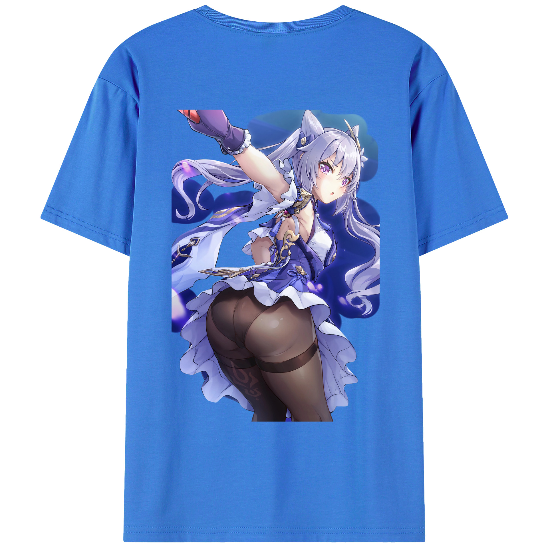 げんし神 刻晴 こくせい genshin Kokusei 綿100％ メンズ半袖Tシャツ（バックプリント） 通気性