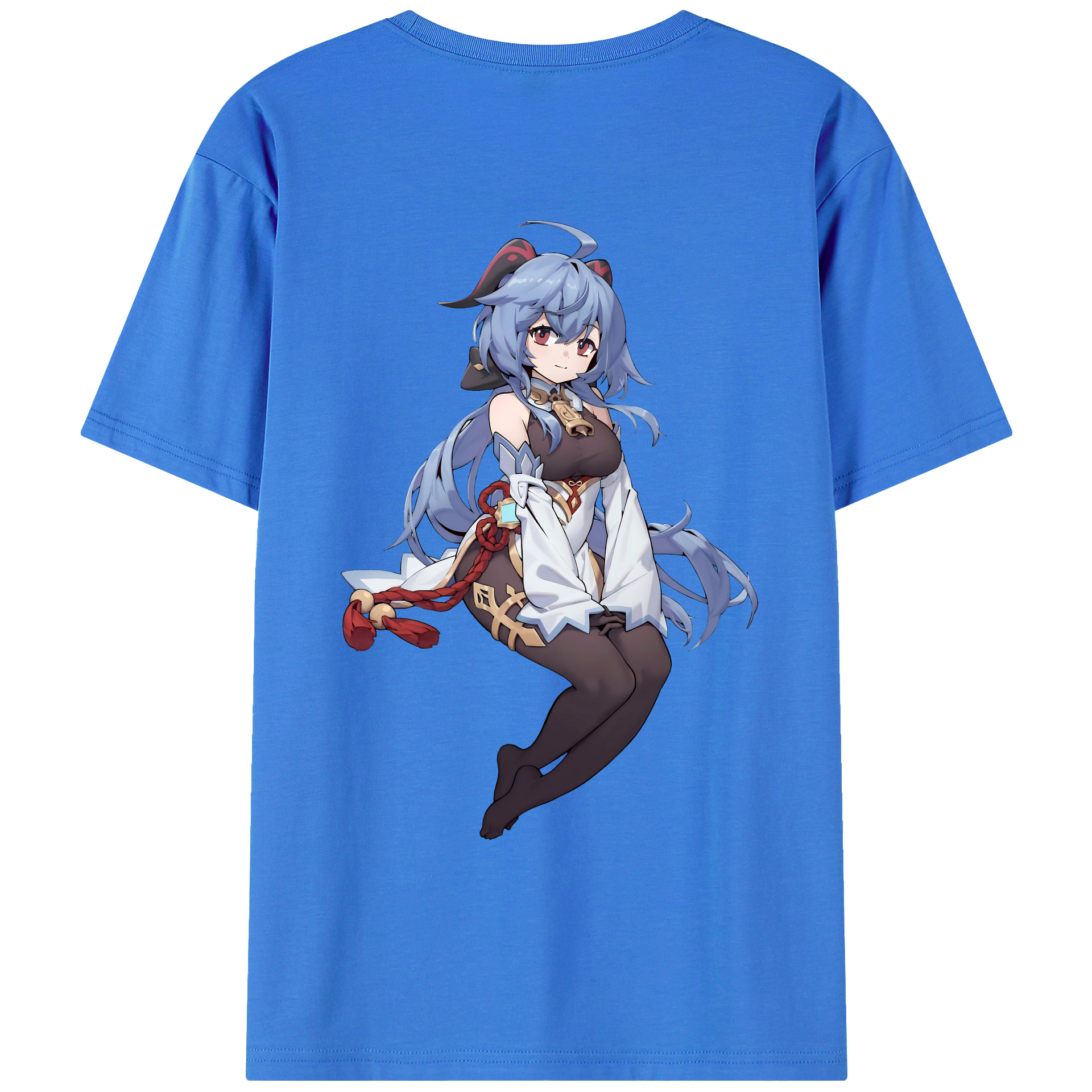 げんし神 甘雨 かんう genshin Ganyu 綿100％ メンズ半袖Tシャツ（バックプリント） 通気性
