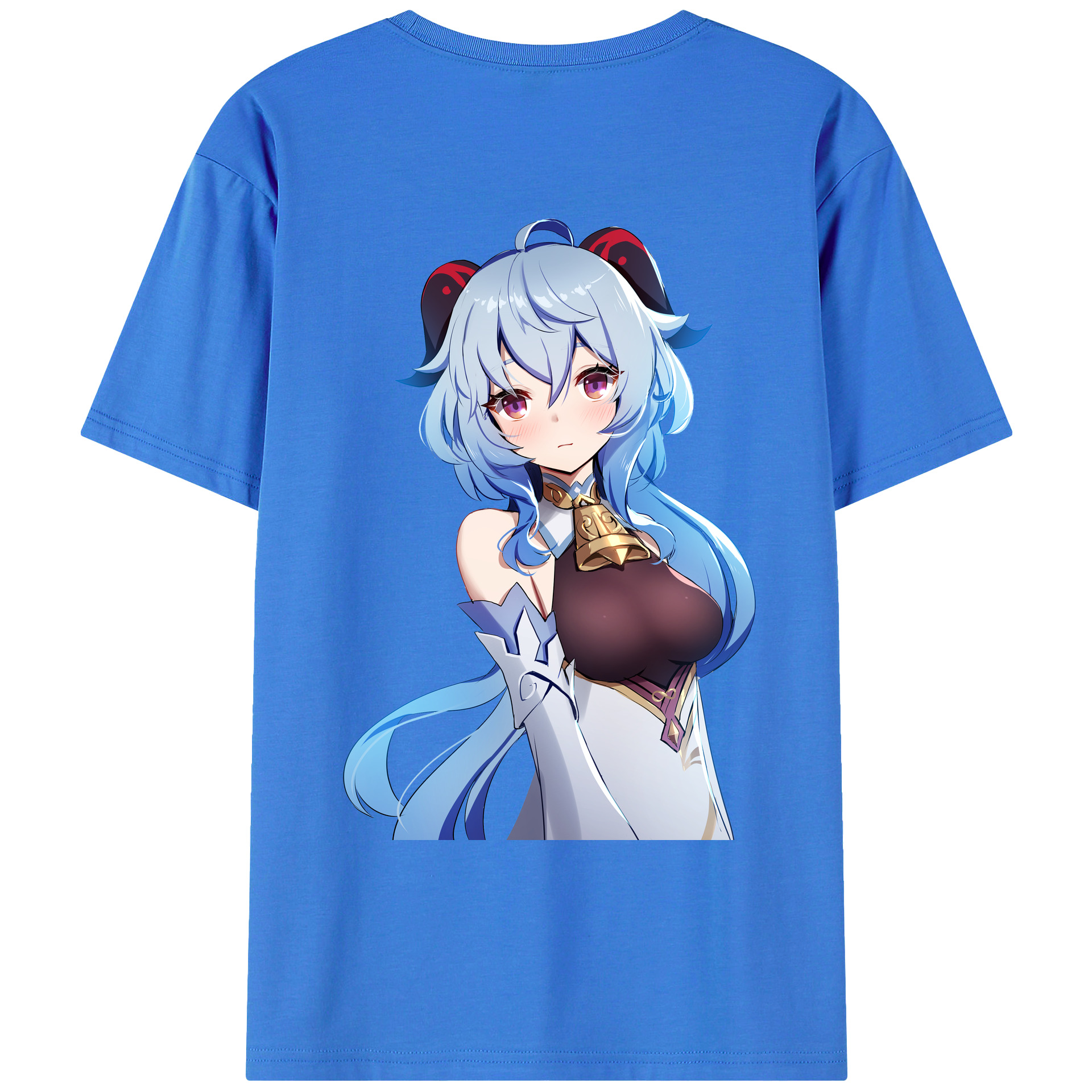 げんし神 甘雨 かんう genshin Ganyu 綿100％ メンズ半袖Tシャツ（バックプリント） 通気性