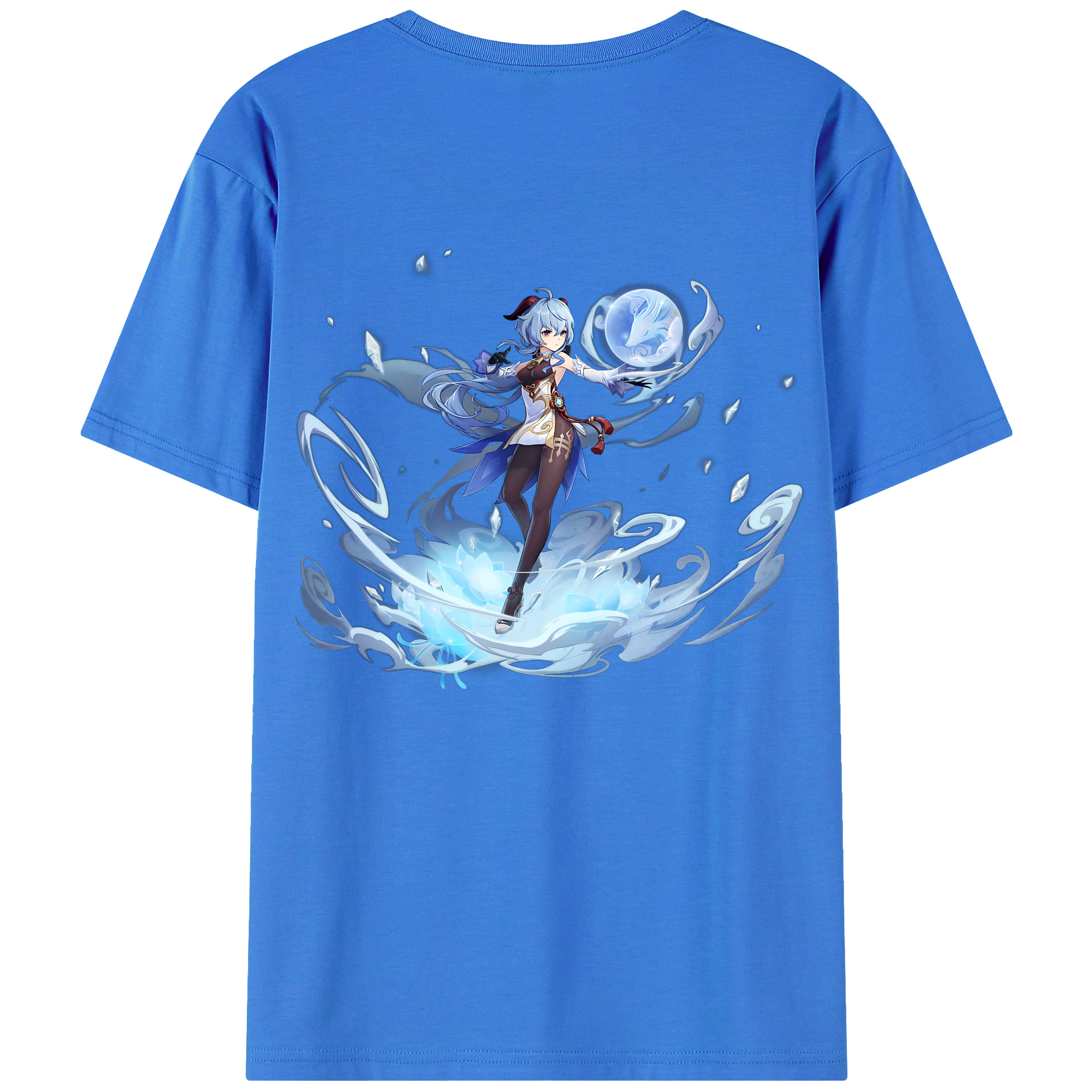 げんし神 甘雨 かんう genshin Ganyu 綿100％ メンズ半袖Tシャツ（バックプリント） 通気性