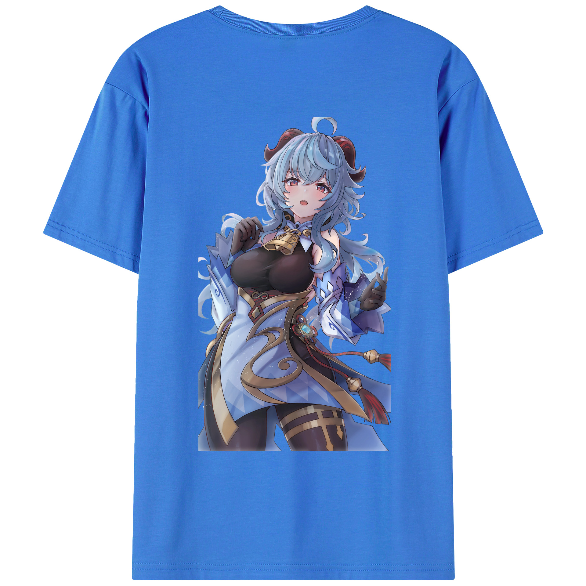 げんし神 甘雨 かんう genshin Ganyu 綿100％ メンズ半袖Tシャツ（バックプリント） 通気性