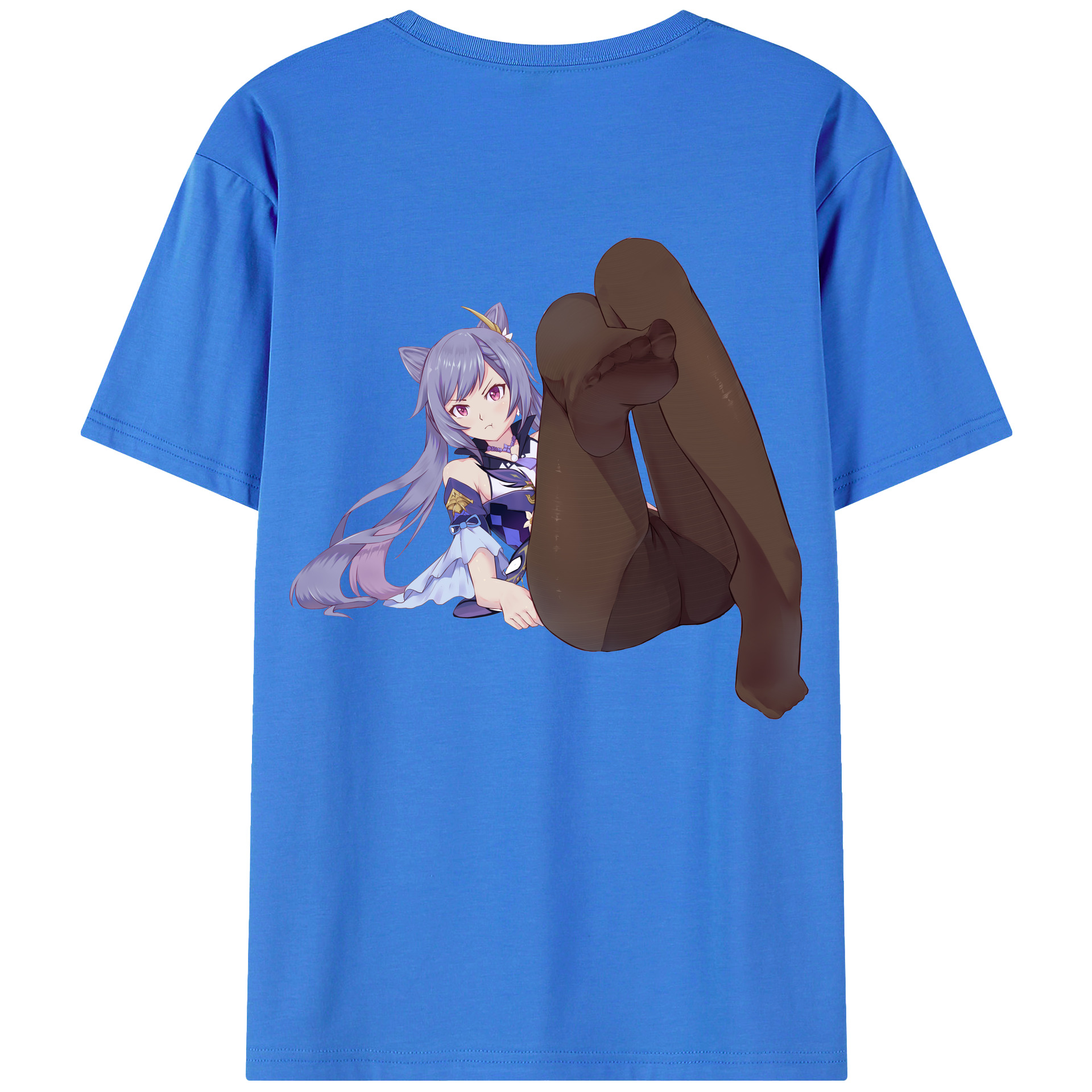 げんし神 刻晴 こくせい genshin Kokusei 綿100％ メンズ半袖Tシャツ（バックプリント） 通気性