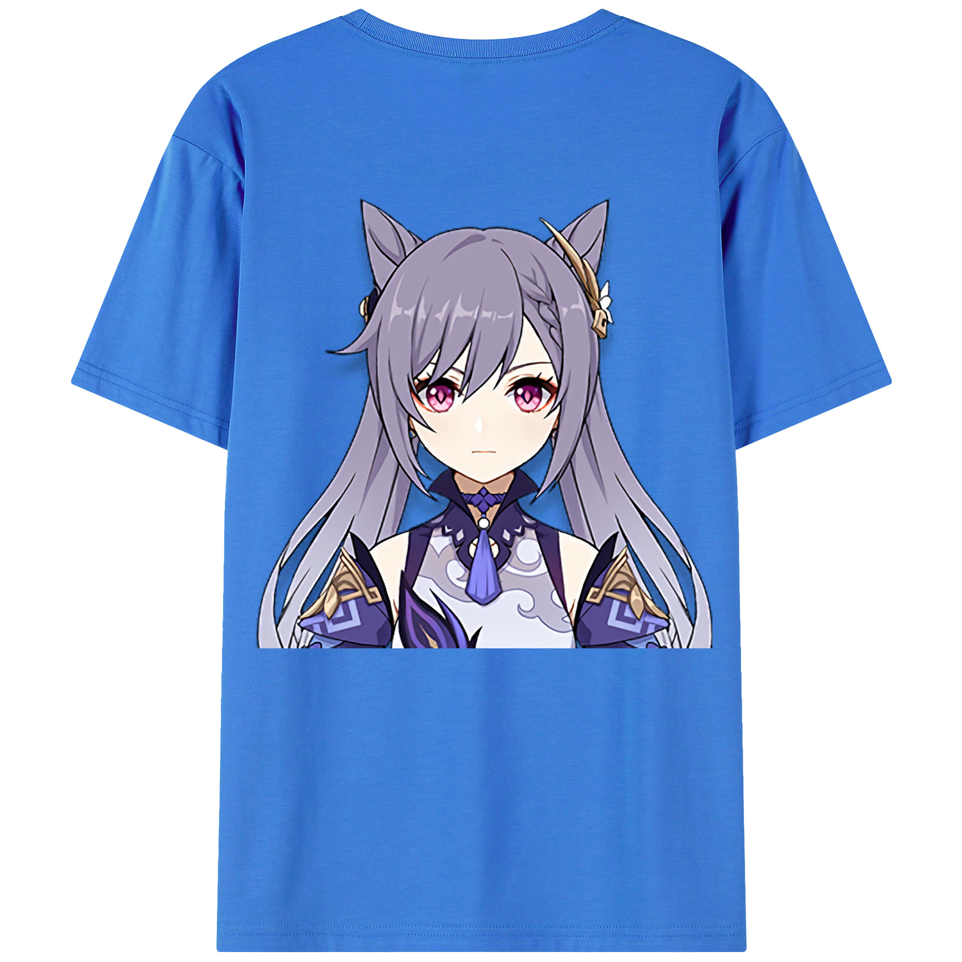 げんし神 刻晴 こくせい genshin Kokusei 綿100％ メンズ半袖Tシャツ（バックプリント） 通気性