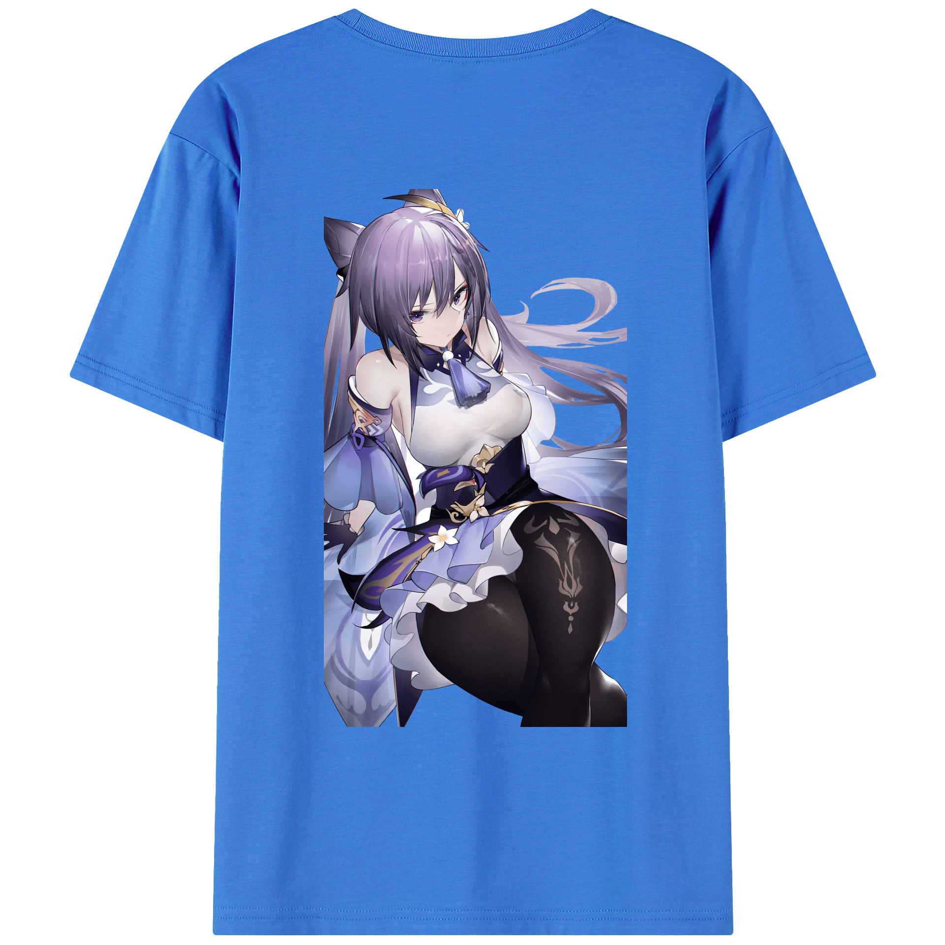 げんし神 刻晴 こくせい genshin Kokusei 綿100％ メンズ半袖Tシャツ（バックプリント） 通気性