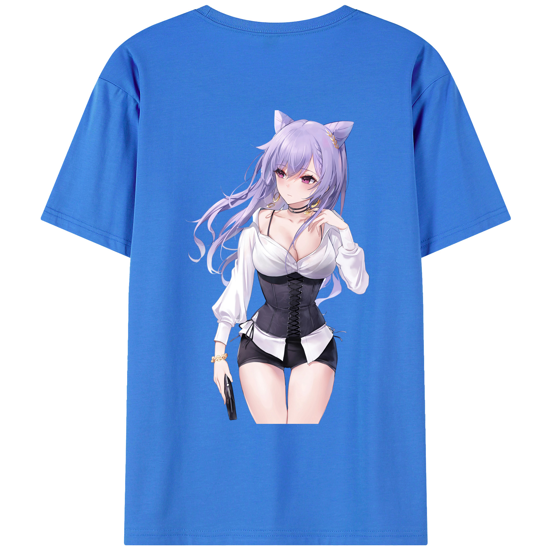 げんし神 刻晴 こくせい genshin Kokusei 綿100％ メンズ半袖Tシャツ（バックプリント） 通気性