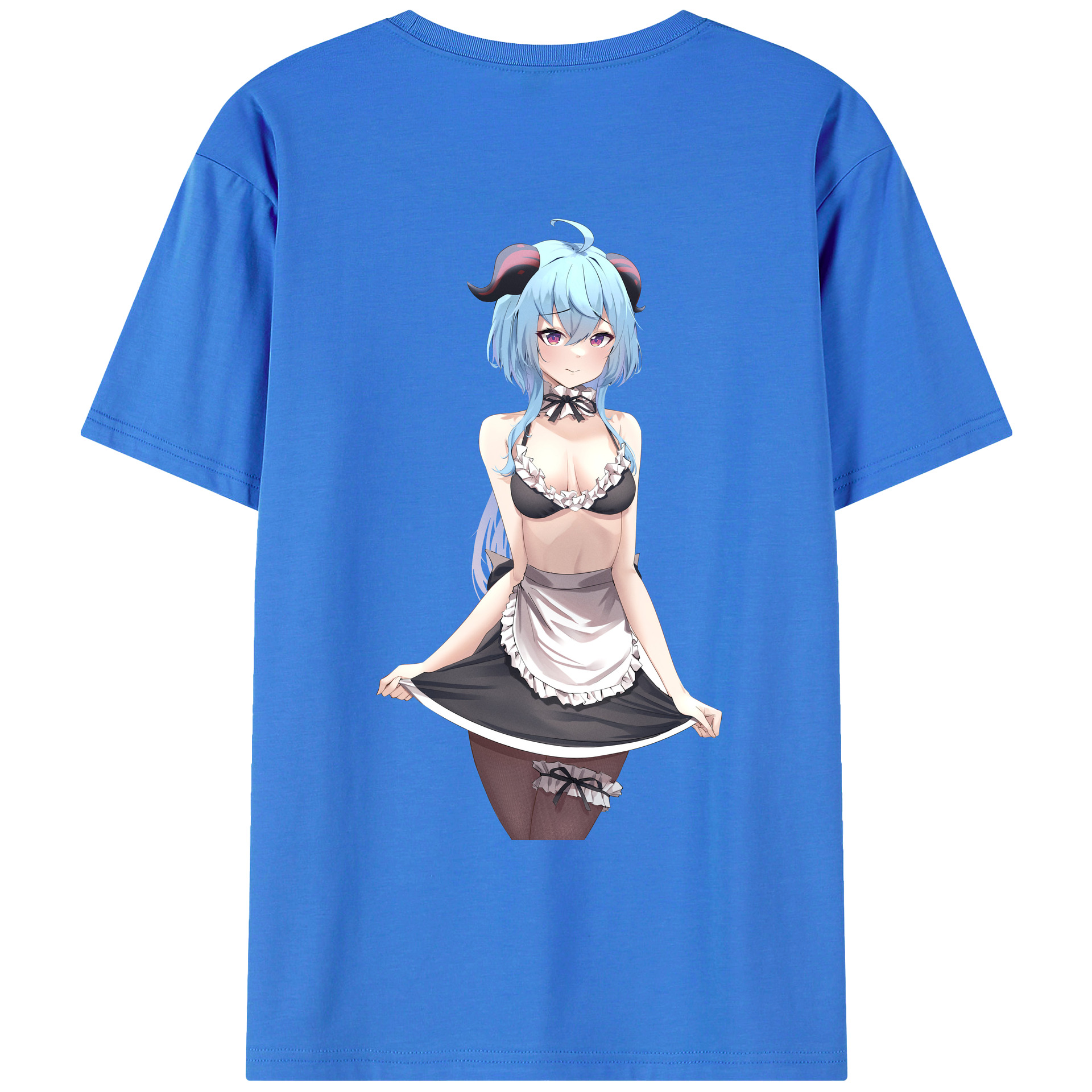 げんし神 甘雨 かんう genshin Ganyu 綿100％ メンズ半袖Tシャツ（バックプリント） 通気性