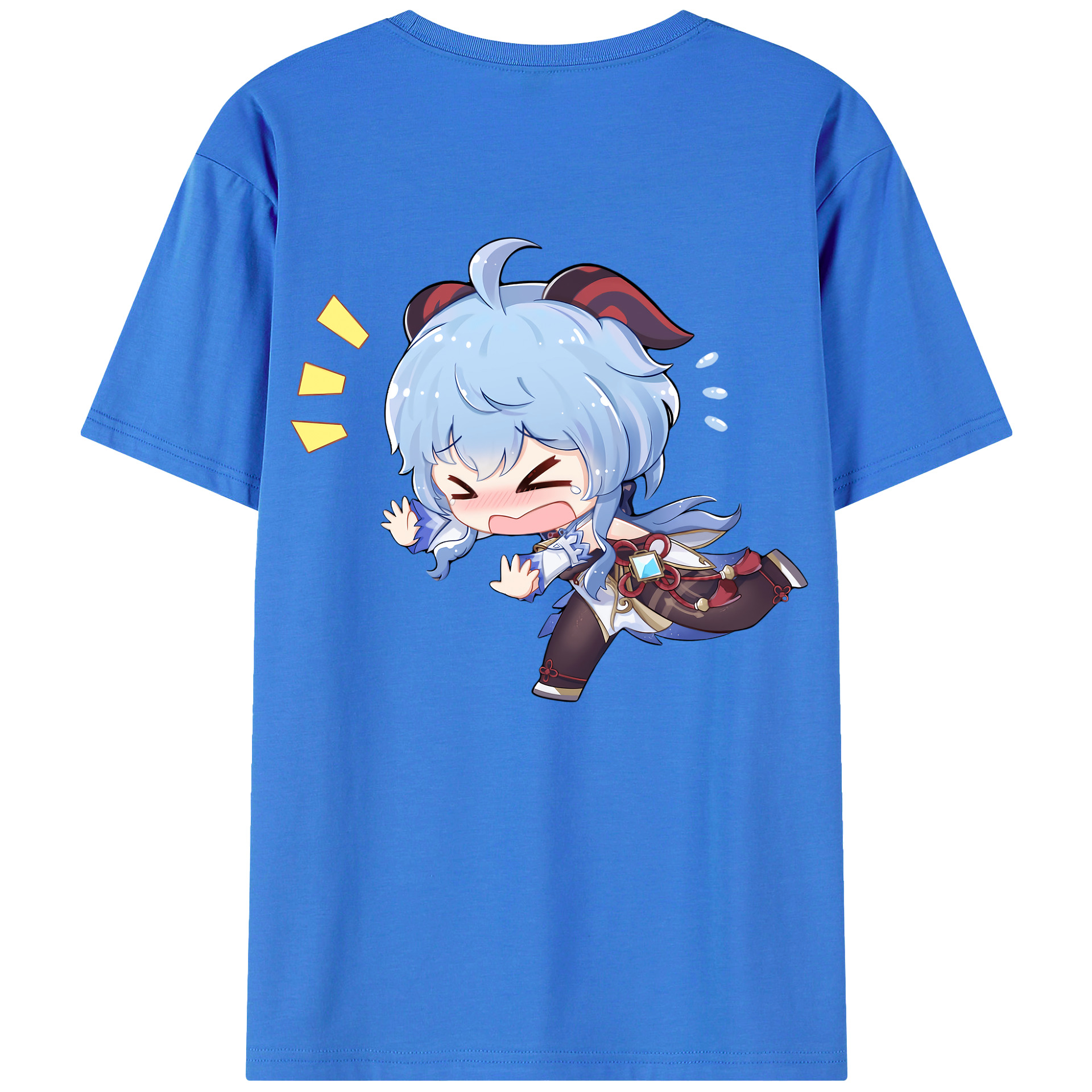 げんし神 甘雨 かんう genshin Ganyu 綿100％ メンズ半袖Tシャツ（バックプリント） 通気性