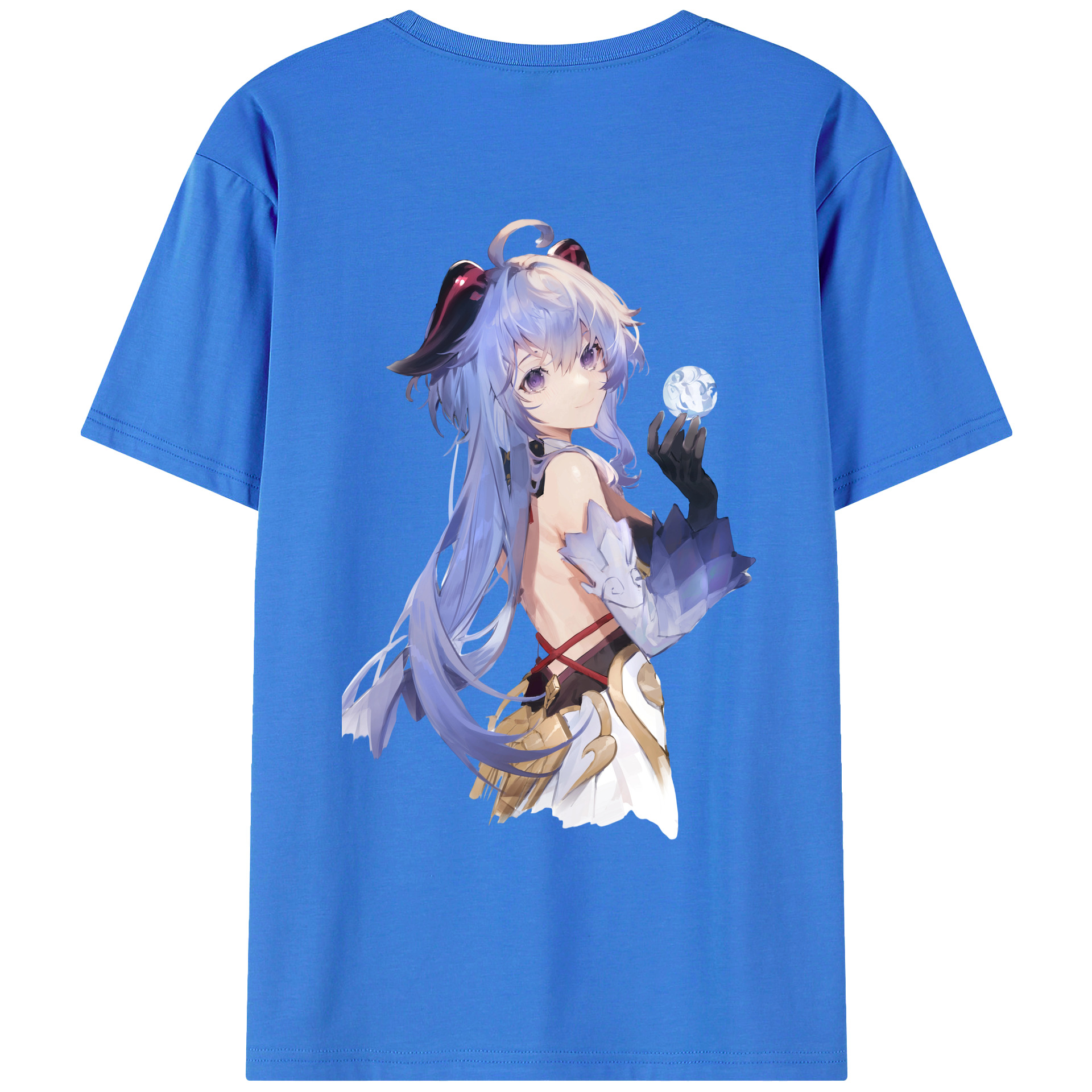 げんし神 甘雨 かんう genshin Ganyu 綿100％ メンズ半袖Tシャツ（バックプリント） 通気性
