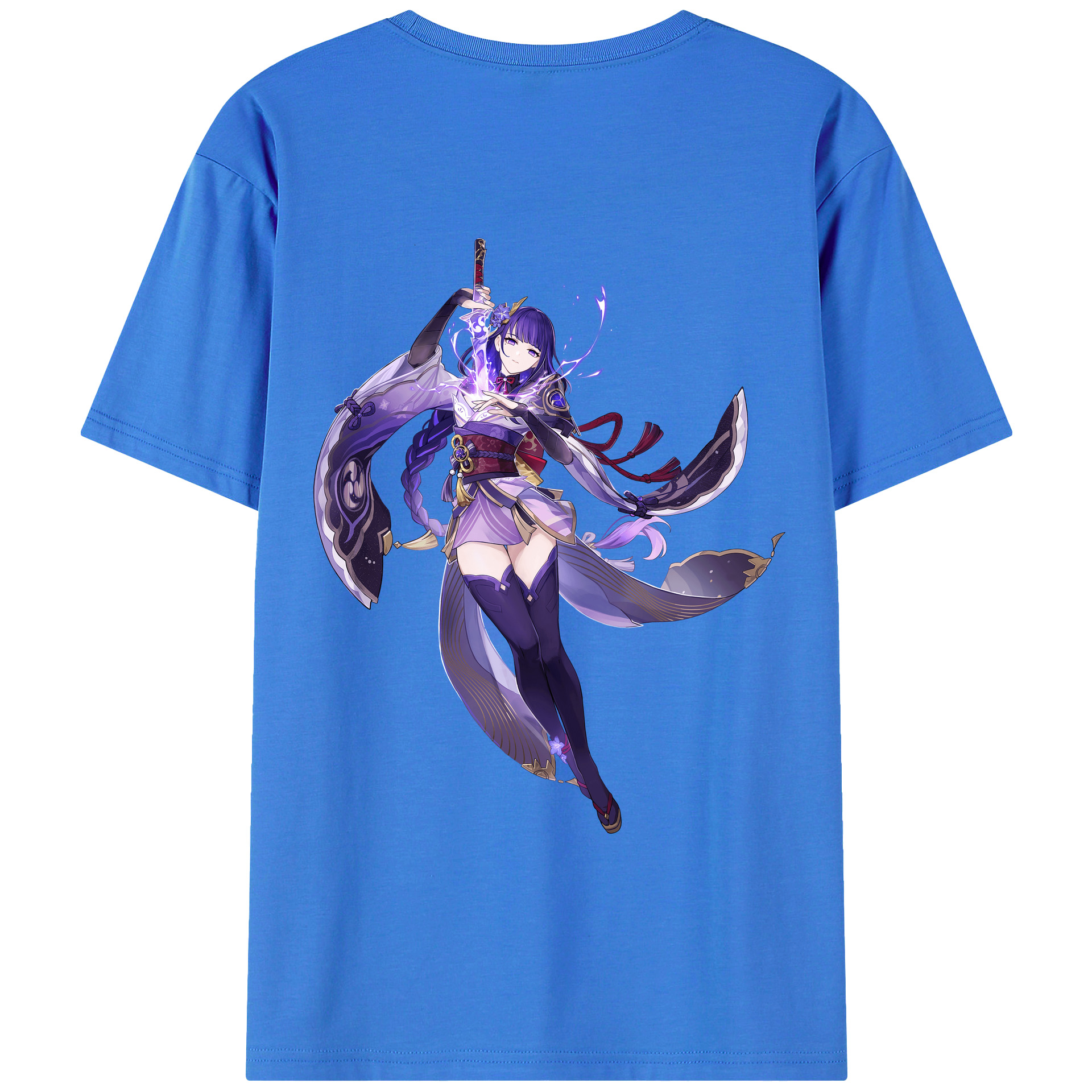 げんし神 雷電将軍 らいでんしょうぐん genshin Raiden Shogun 綿100％ メンズ半袖Tシャツ（バックプリント） 通気性