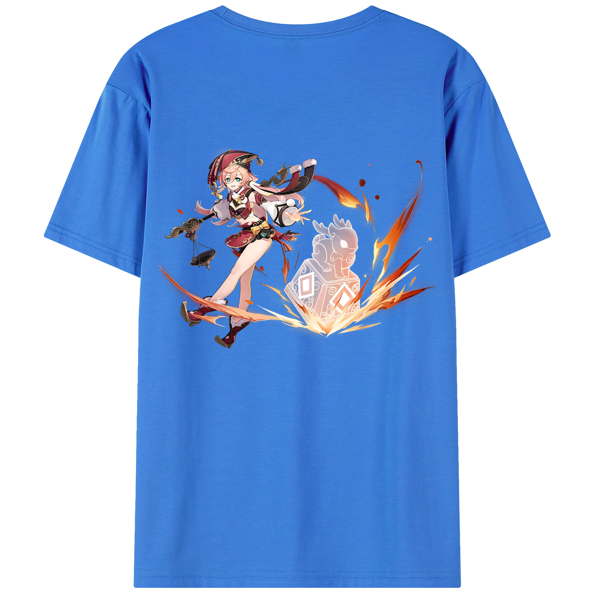 げんし神 ヤンフェイ genshin Yanfei 綿100％ メンズ半袖Tシャツ（バックプリント） 通気性